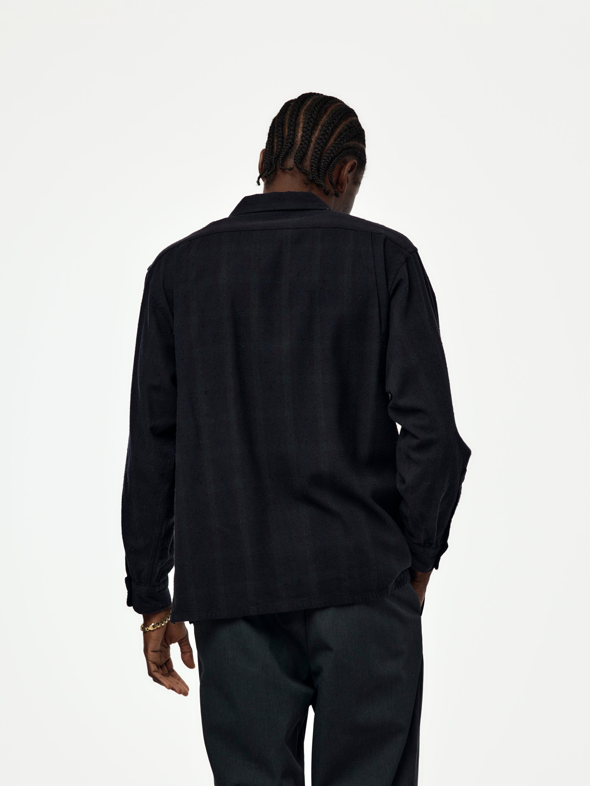 A.PRESSE A.PRESSE Silk Nep Loop Collar Shirt Check | Union LA
