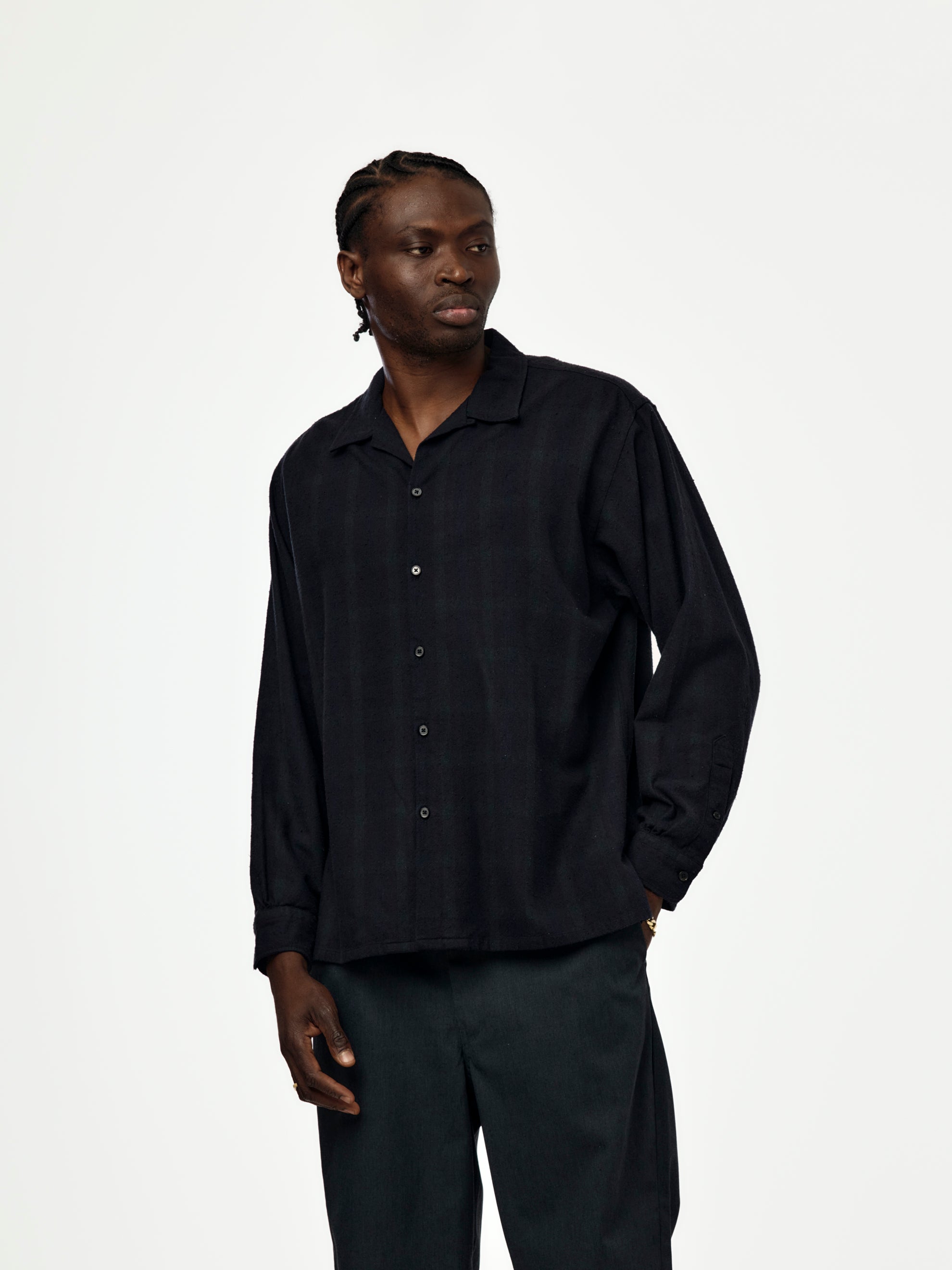 A.PRESSE Washed Silk Nep Polo Shirt ブラック A.PRESSE 26SS Washed Silk Nep Polo Shirt – Vintage Concept Store