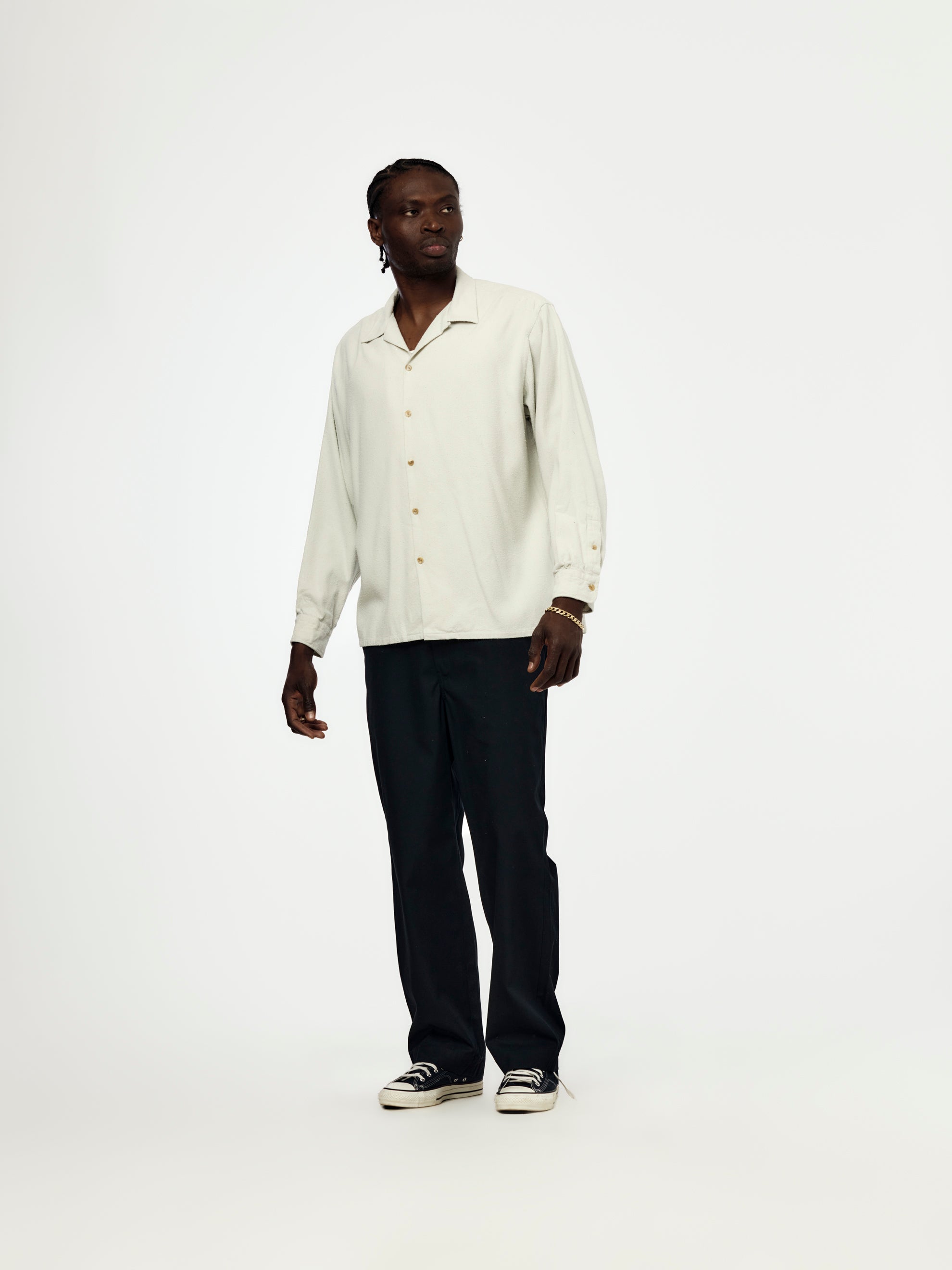 A.PRESSE A.PRESSE Silk Nep Loop Collar Shirt Ecru | Union LA