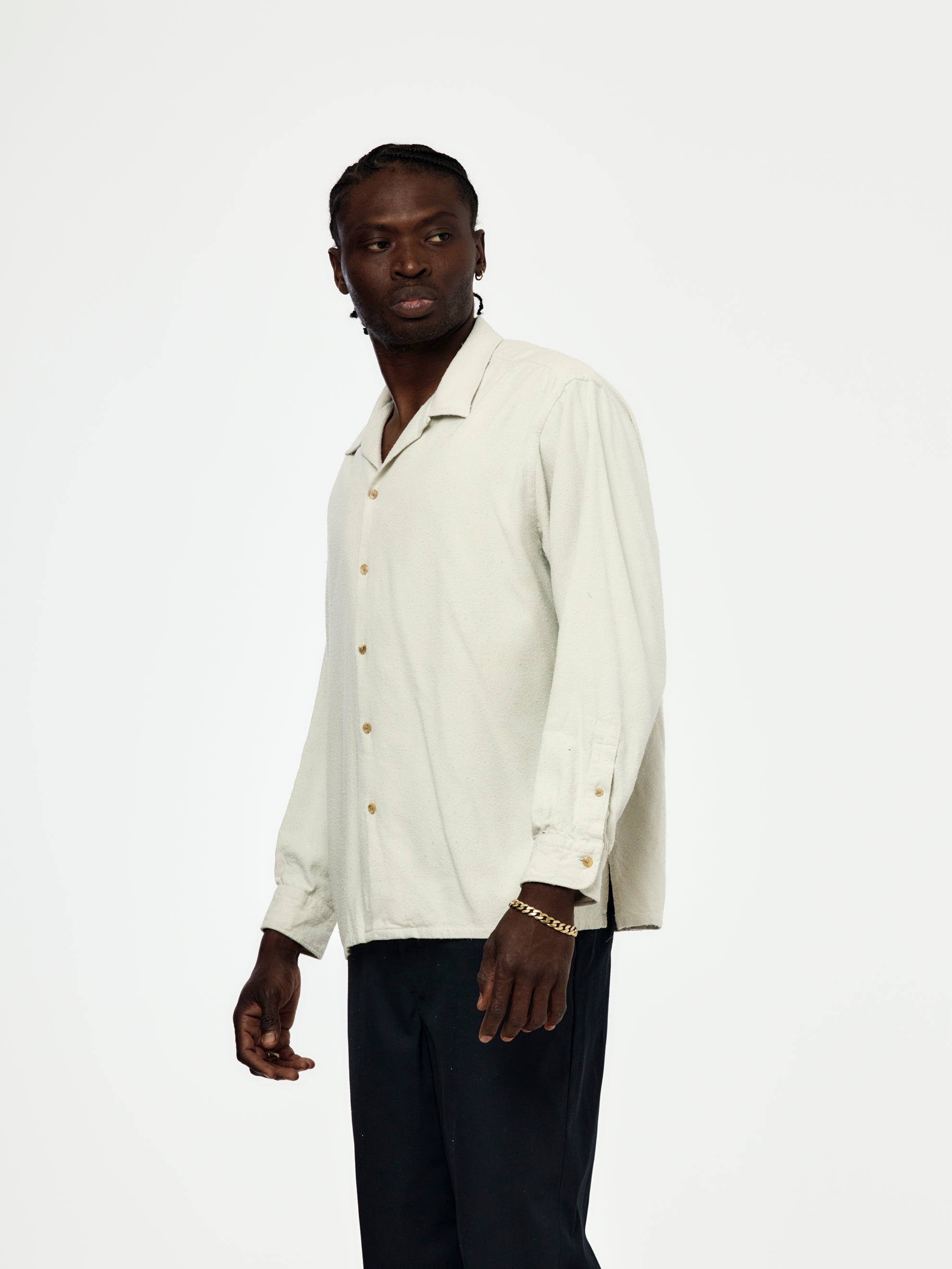 アプレッセ 26SS Silk Nep Loop Collar Shirt A.PRESSE A.PRESSE Silk Nep Loop Collar Shirt Ecru | Union LA