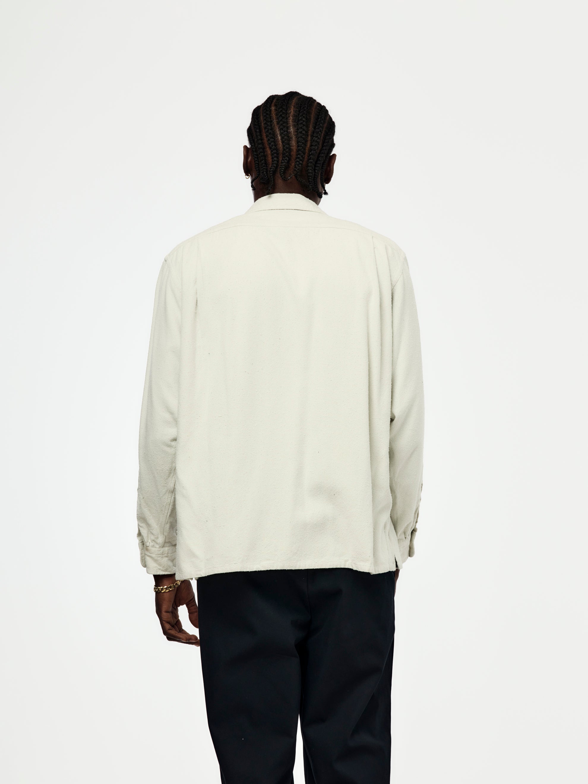 A.PRESSE A.PRESSE Silk Nep Loop Collar Shirt Ecru | Union LA