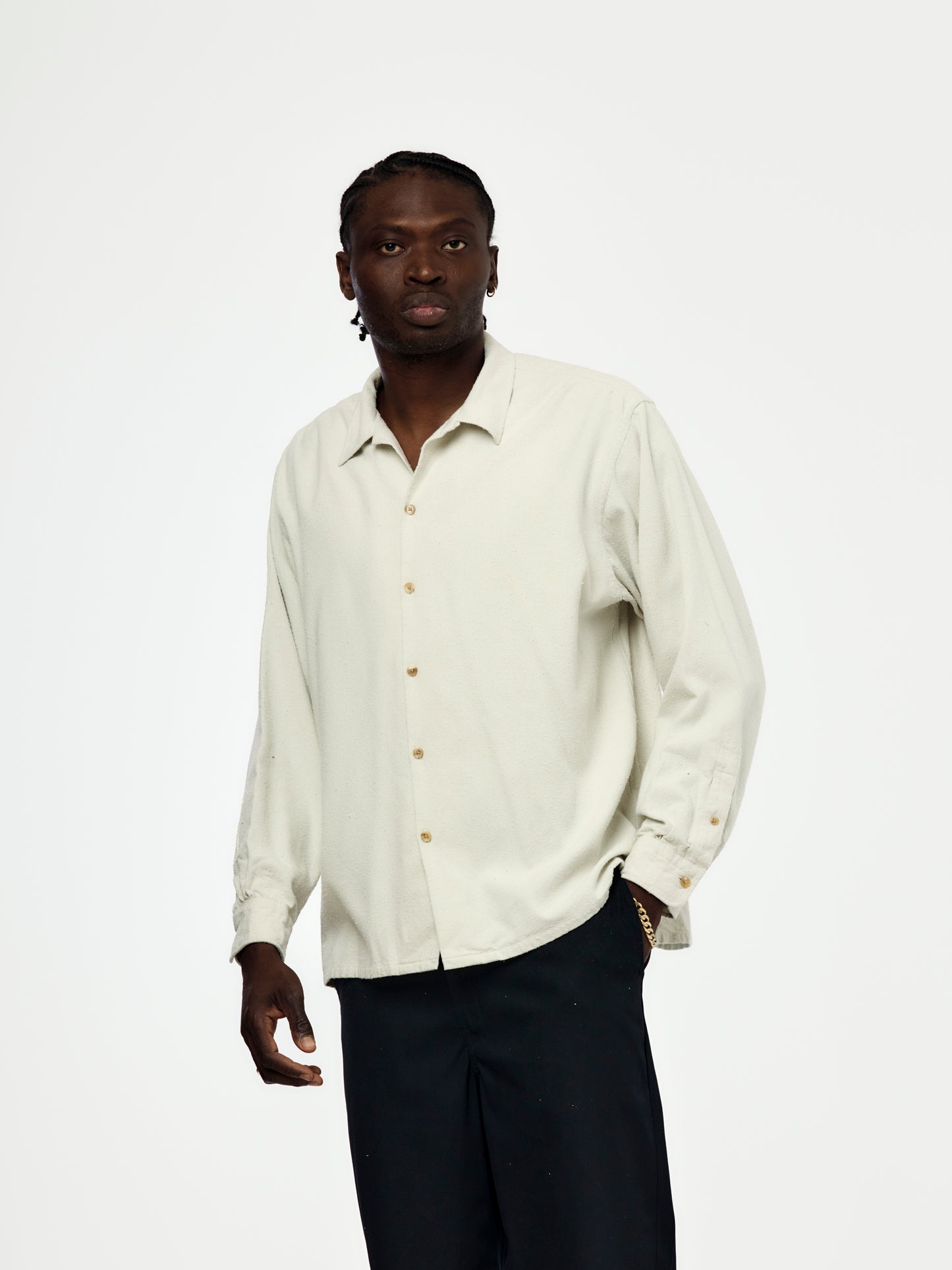 Silk Nep Loop Collar Shirt (ECRU) (SIS)