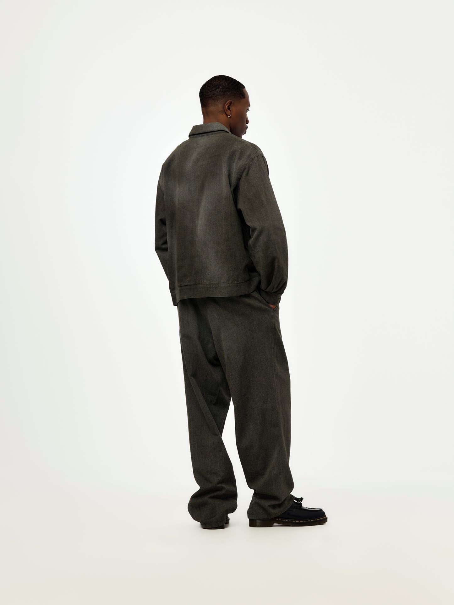 Vintage Black Chambray Work Jacket (BLACK) (SIS)
