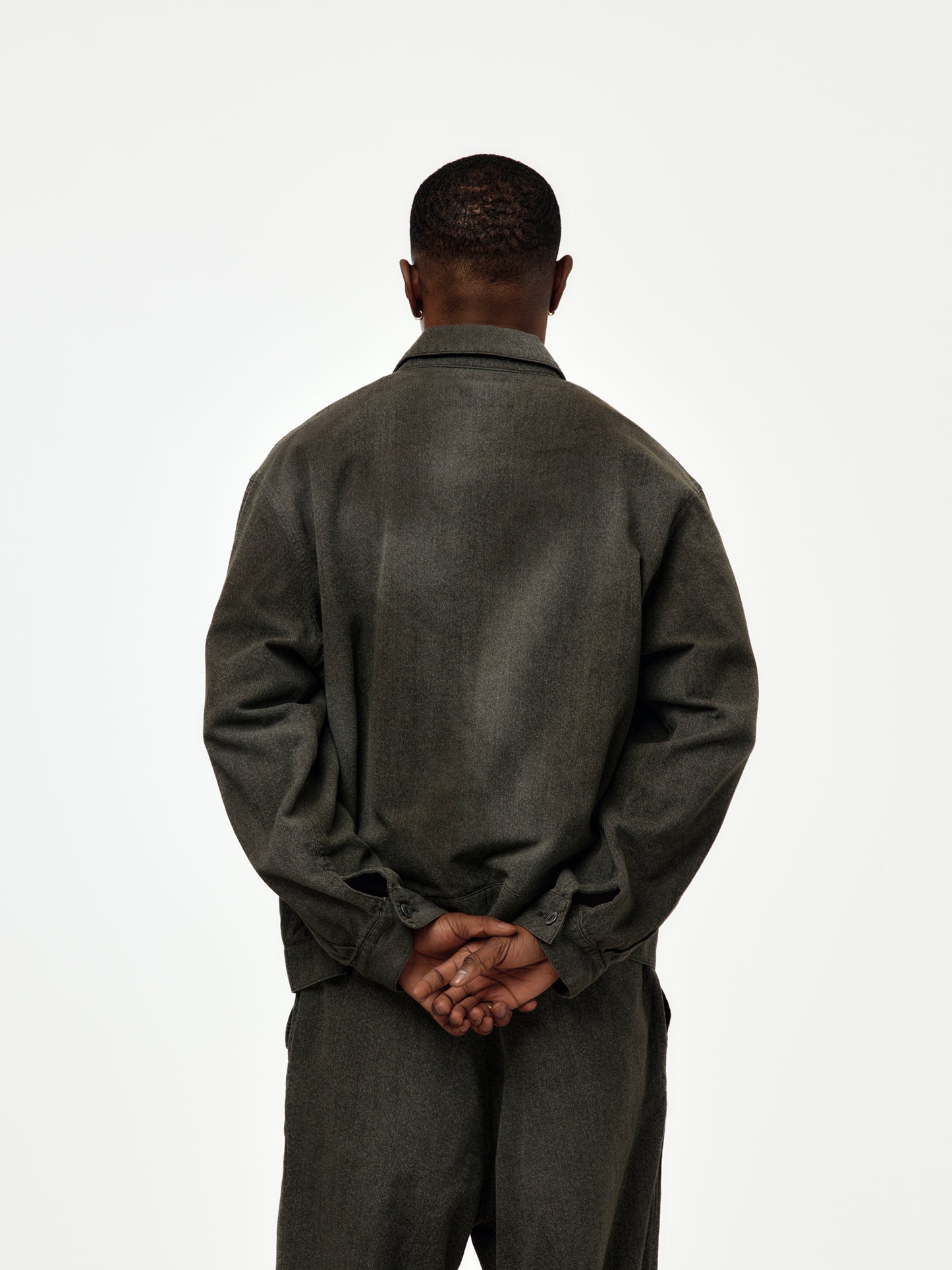 Vintage Black Chambray Work Jacket (BLACK) (SIS)