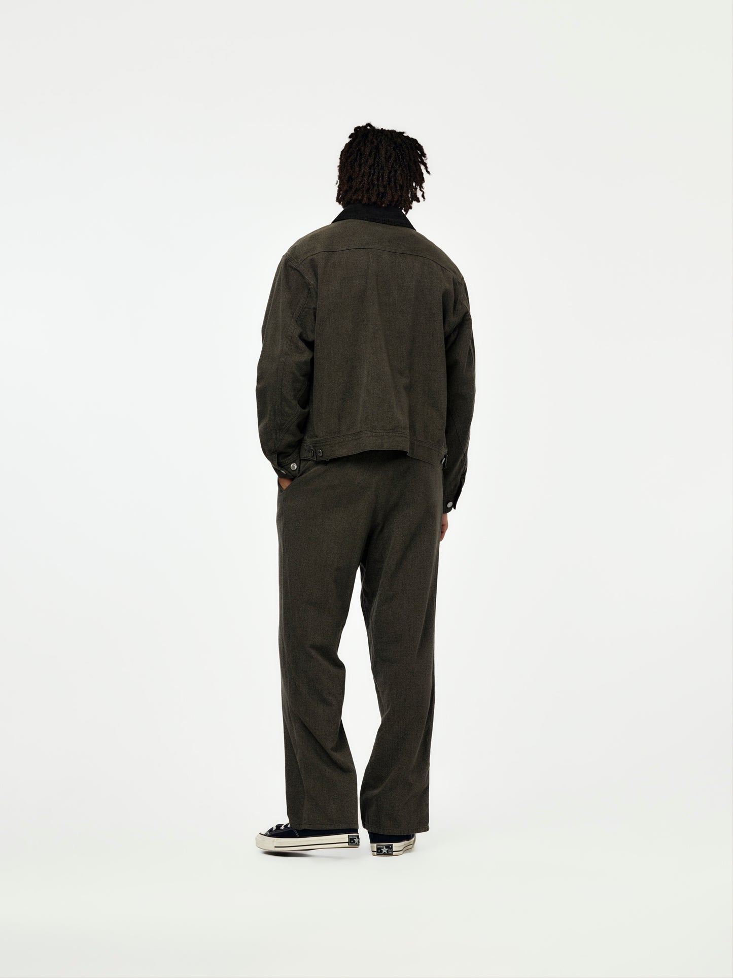 A.PRESSE Vintage Black Chambray Work Jacket (Gray) (Sis)