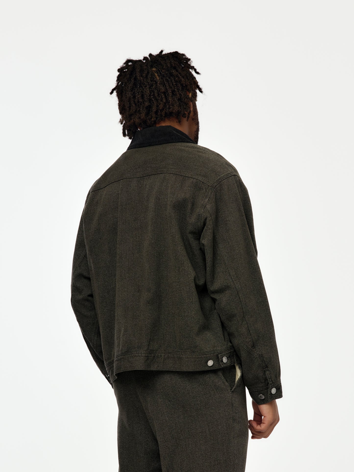 A.PRESSE Vintage Black Chambray Work Jacket (Gray) (Sis)