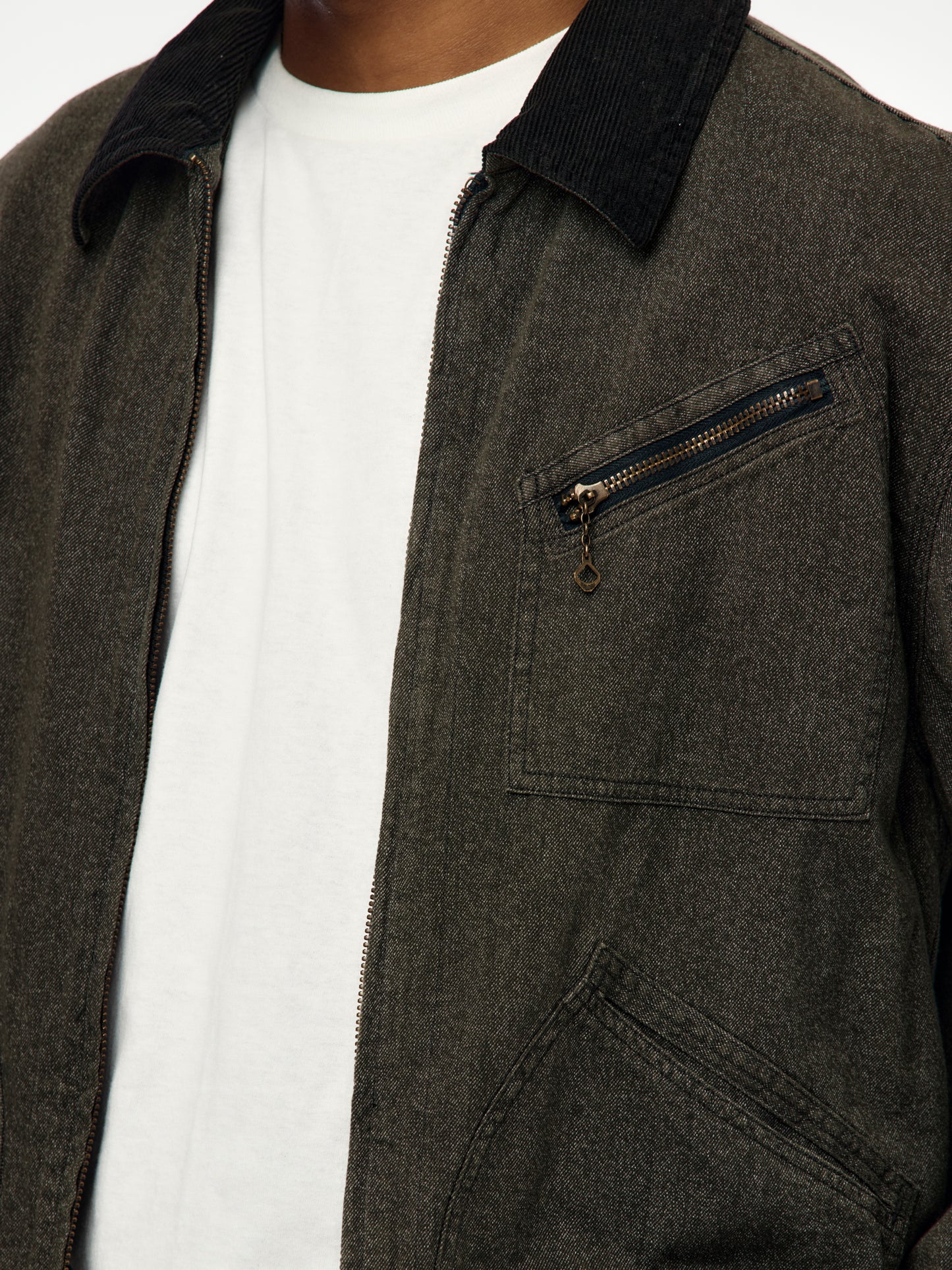 A.PRESSE Vintage Black Chambray Work Jacket (Gray) (Sis)