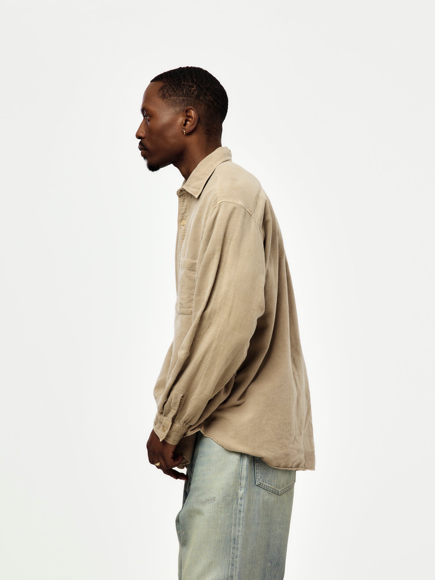 A.PRESSE Vintage Cotton Moleskin Shirts (Beige)