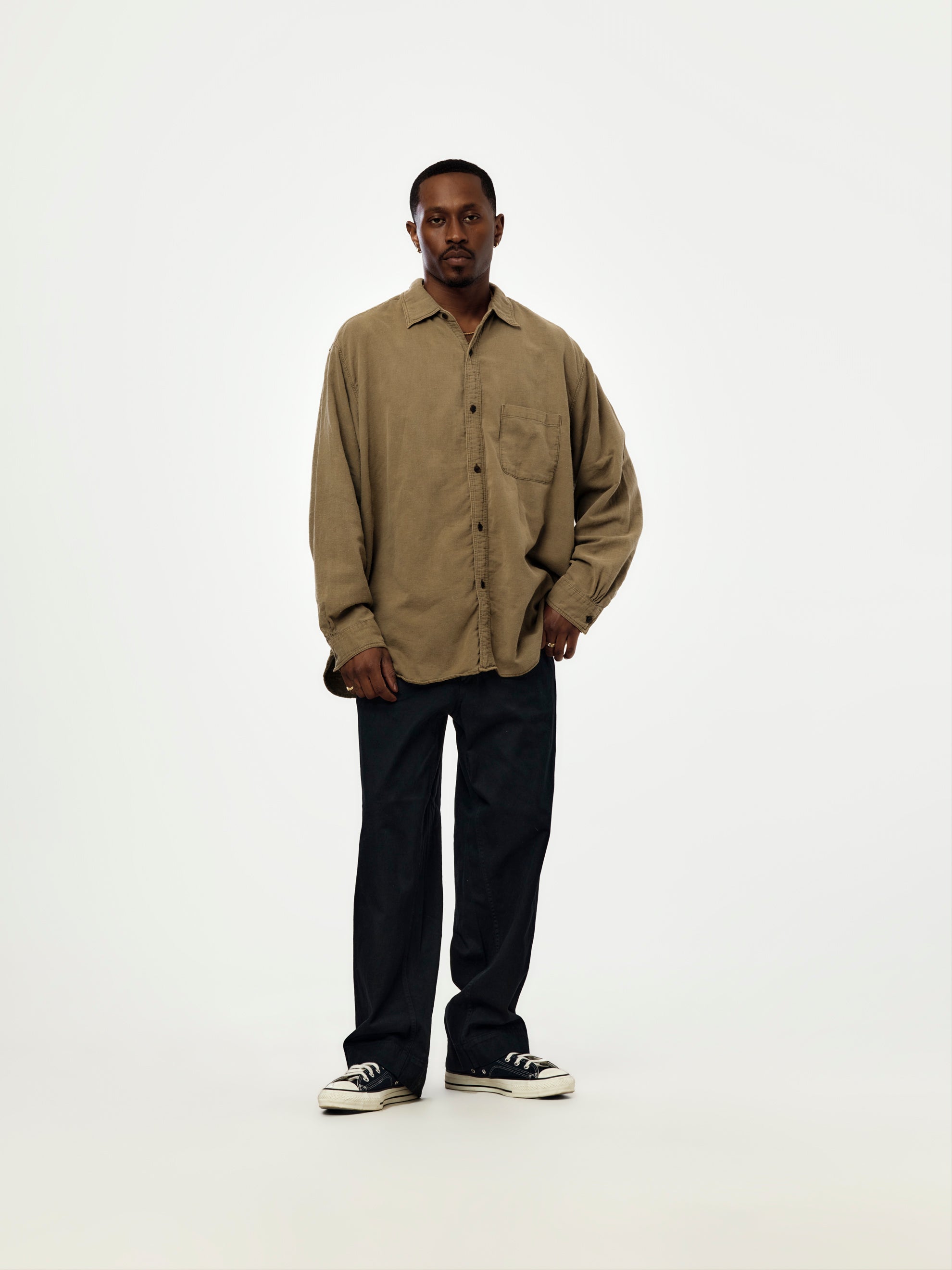 A.PRESSE A.PRESSE Vintage Cotton Moleskin Shirt (Khaki) - UNION