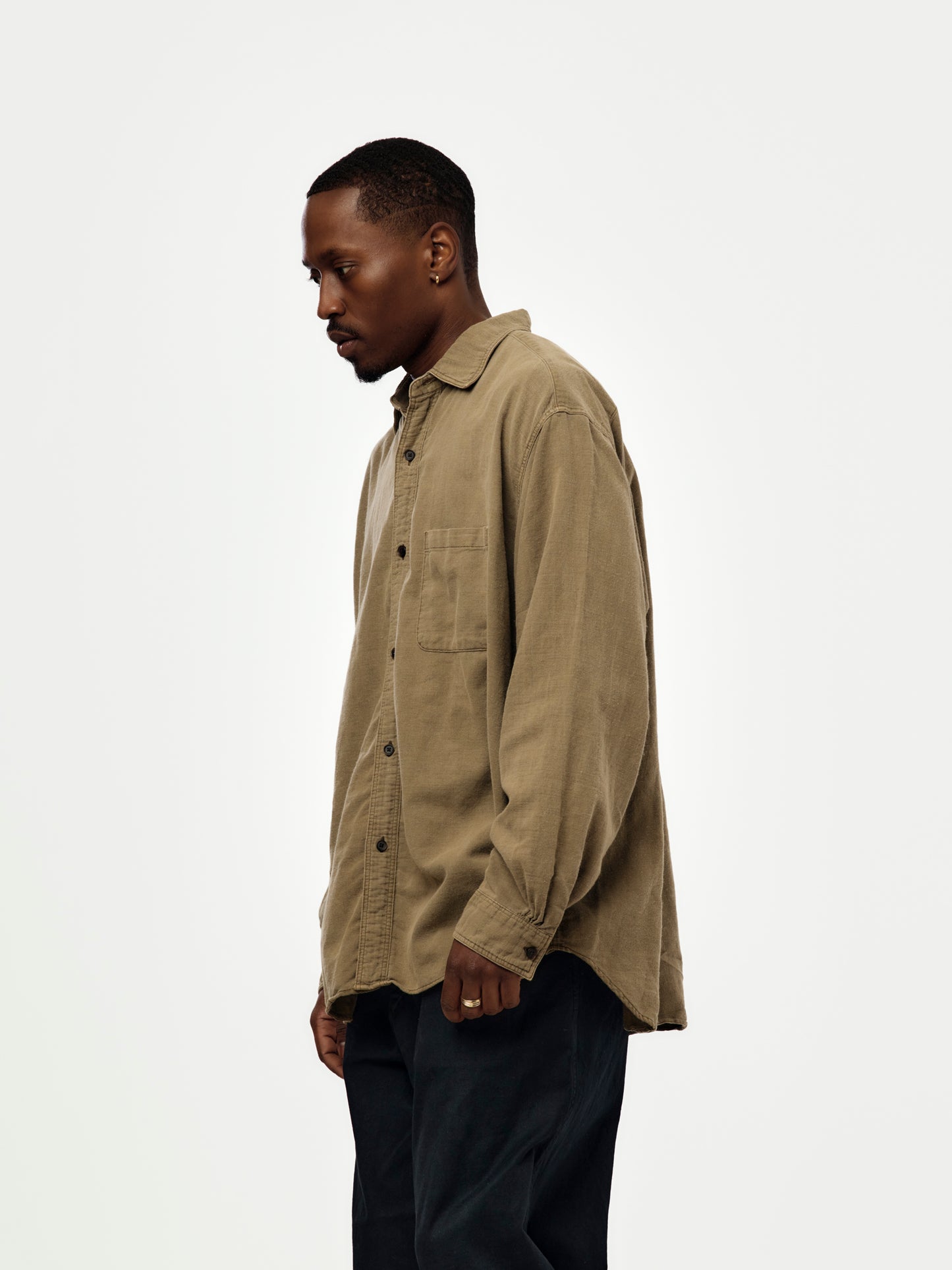 A.PRESSE Vintage Cotton Moleskin Shirt (Khaki)