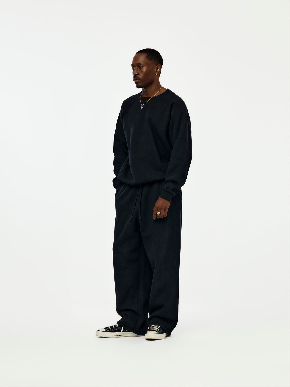 A.PRESSE Vintage Double V Sweatshirt (Sis) (Black)
