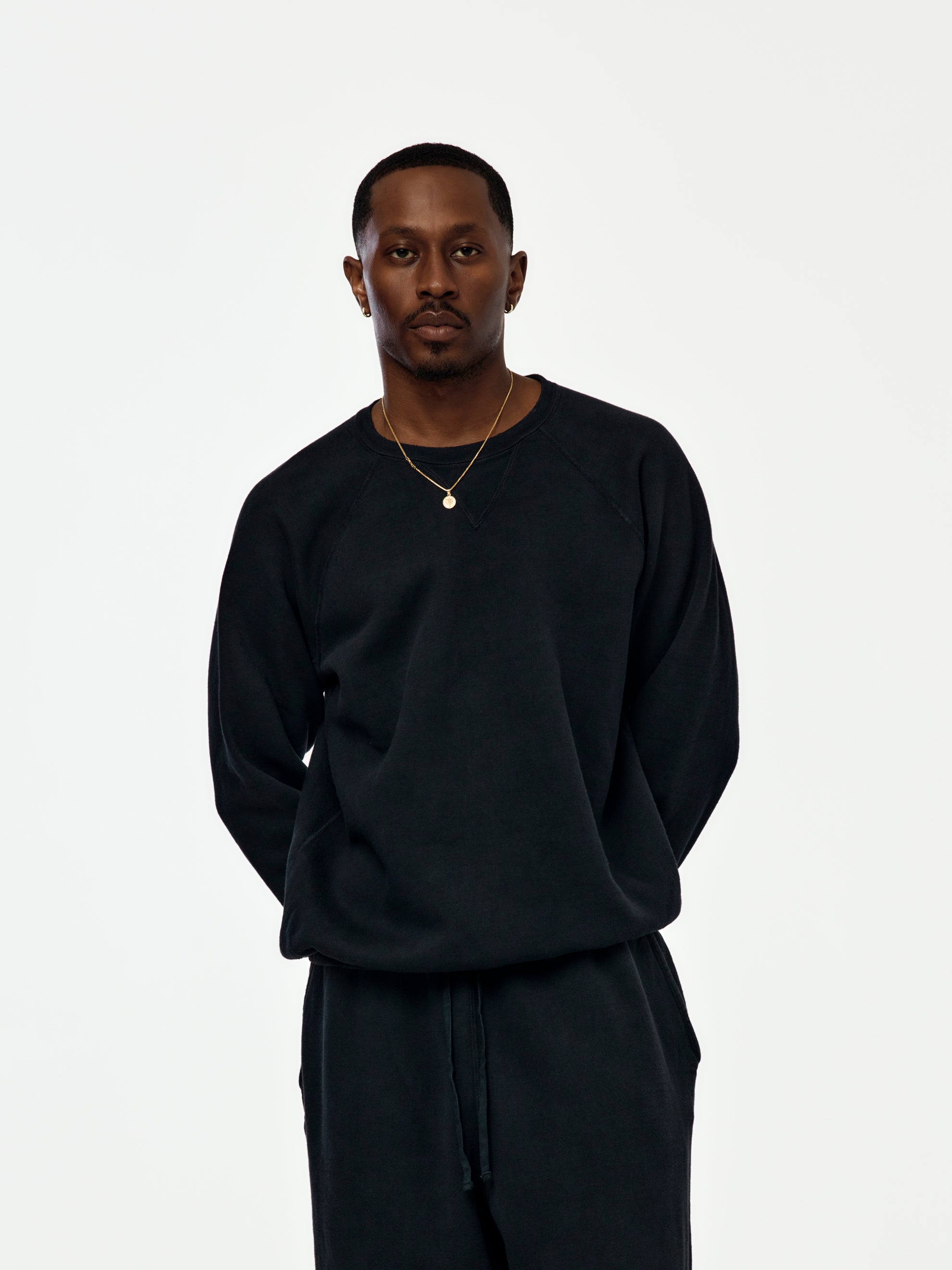 トップス A.PRESSE Vintage Double V Sweatshirt A.PRESSE A.PRESSE Vintage Double V Sweatshirt (Sis) (Black