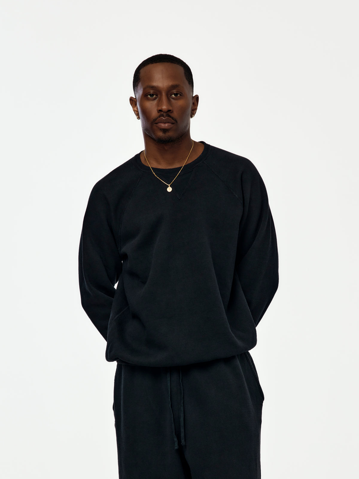 A.PRESSE Vintage Double V Sweatshirt (Sis) (Black)