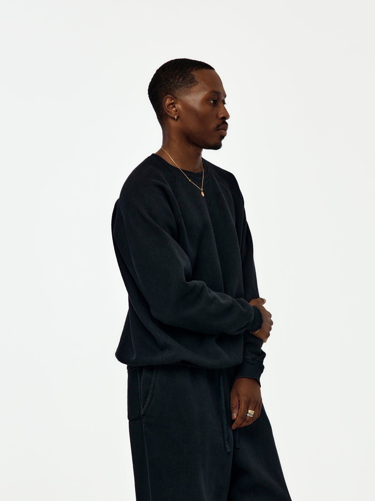 A.PRESSE Vintage Double V Sweatshirt (Sis) (Black)