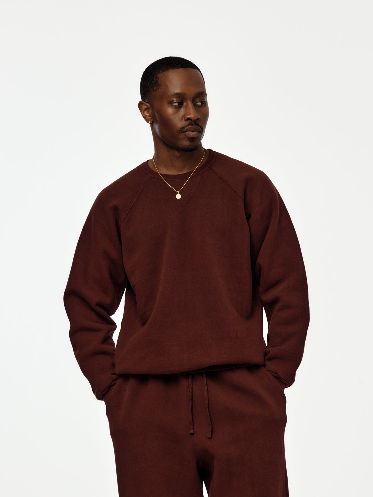 A.PRESSE Vintage Double V Sweatshirt (Sis) (Burgundy)