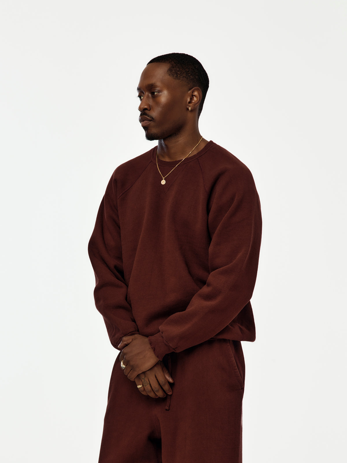 A.PRESSE Vintage Double V Sweatshirt (Sis) (Burgundy)