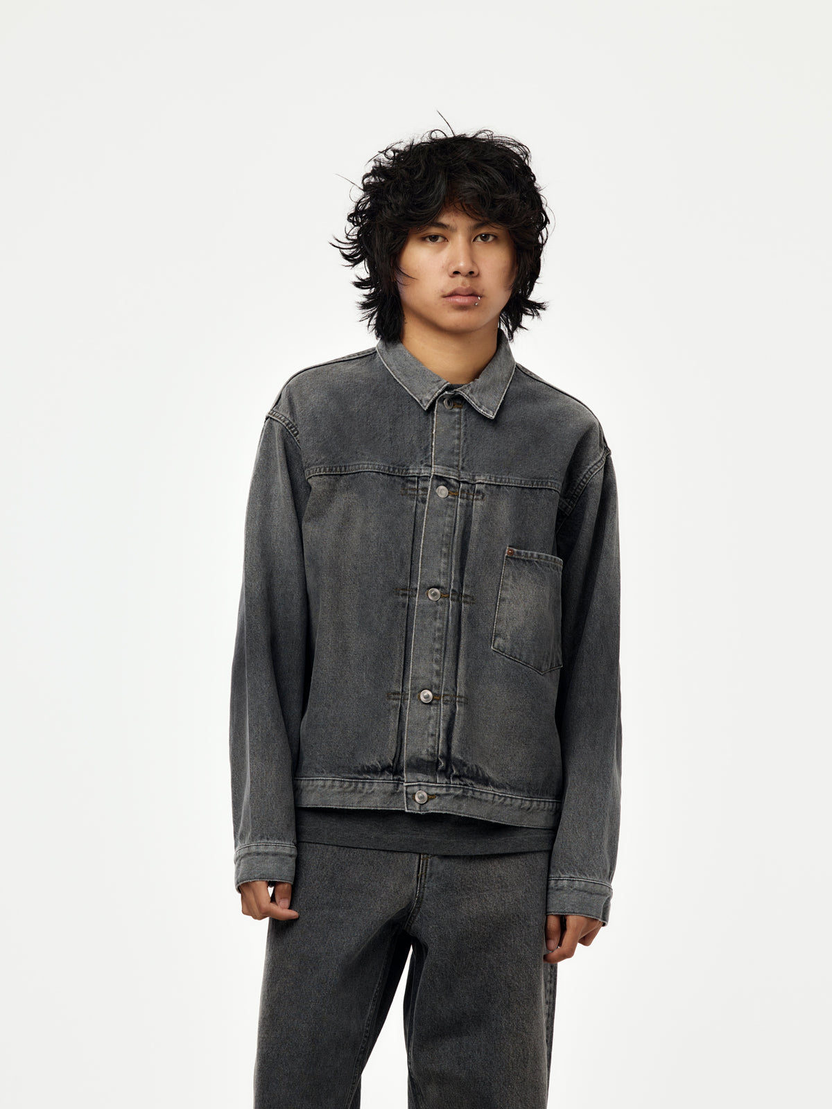 A.PRESSE Vintage Gray Denim Jacket (GRAY) (SIS) - UNION LOS ANGELES