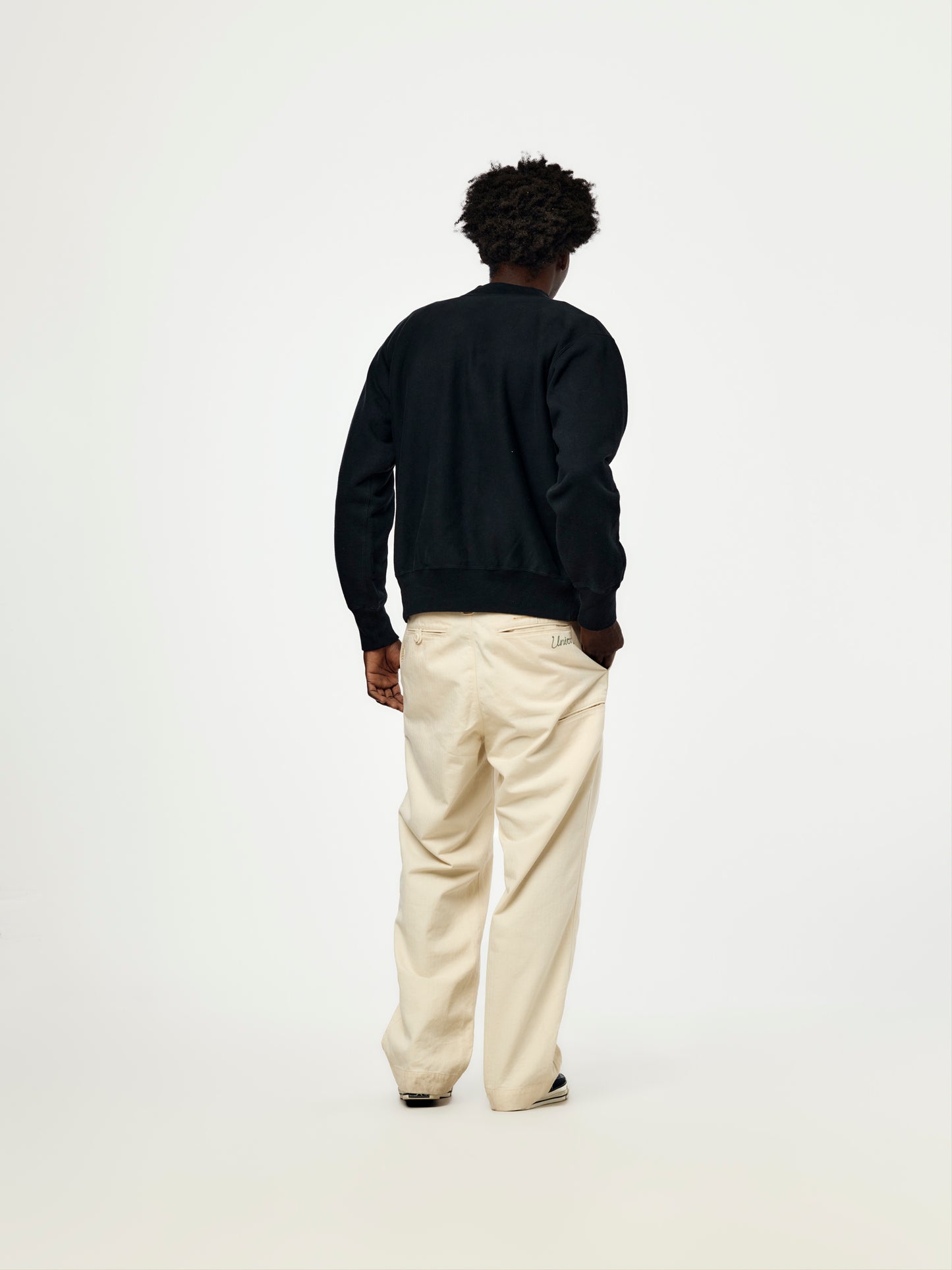 A.PRESSE Vintage Half Zip Rib Collar Sweatshirt (Sis) (Black)