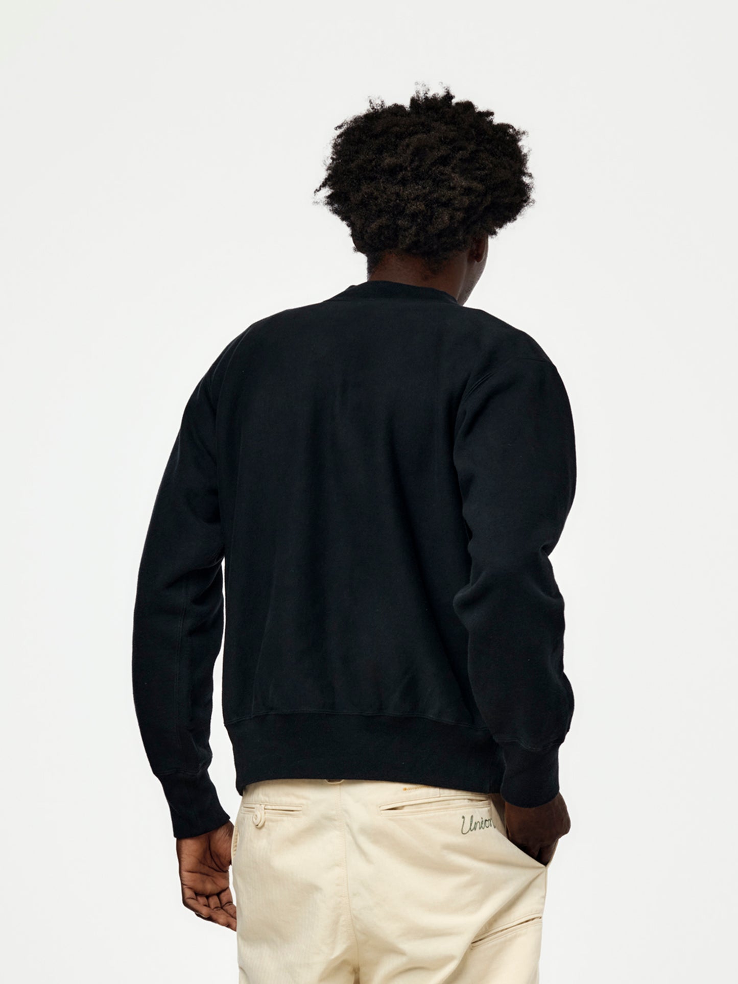 A.PRESSE Vintage Half Zip Rib Collar Sweatshirt (Sis) (Black)