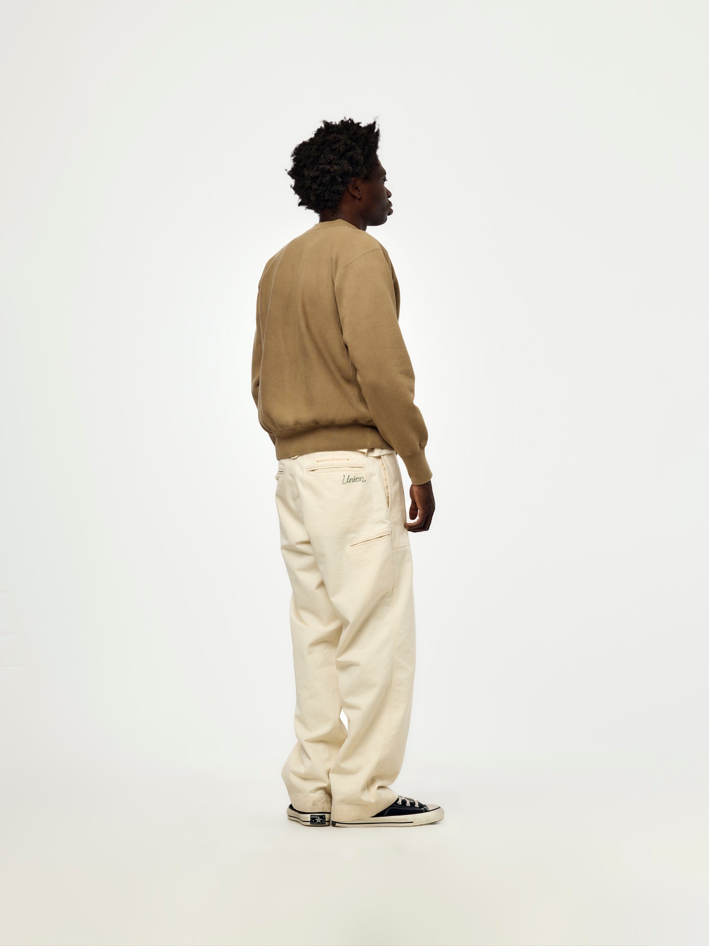 A.PRESSE Vintage Half Zip Rib Collar Sweatshirt (Sis) (Mocha)