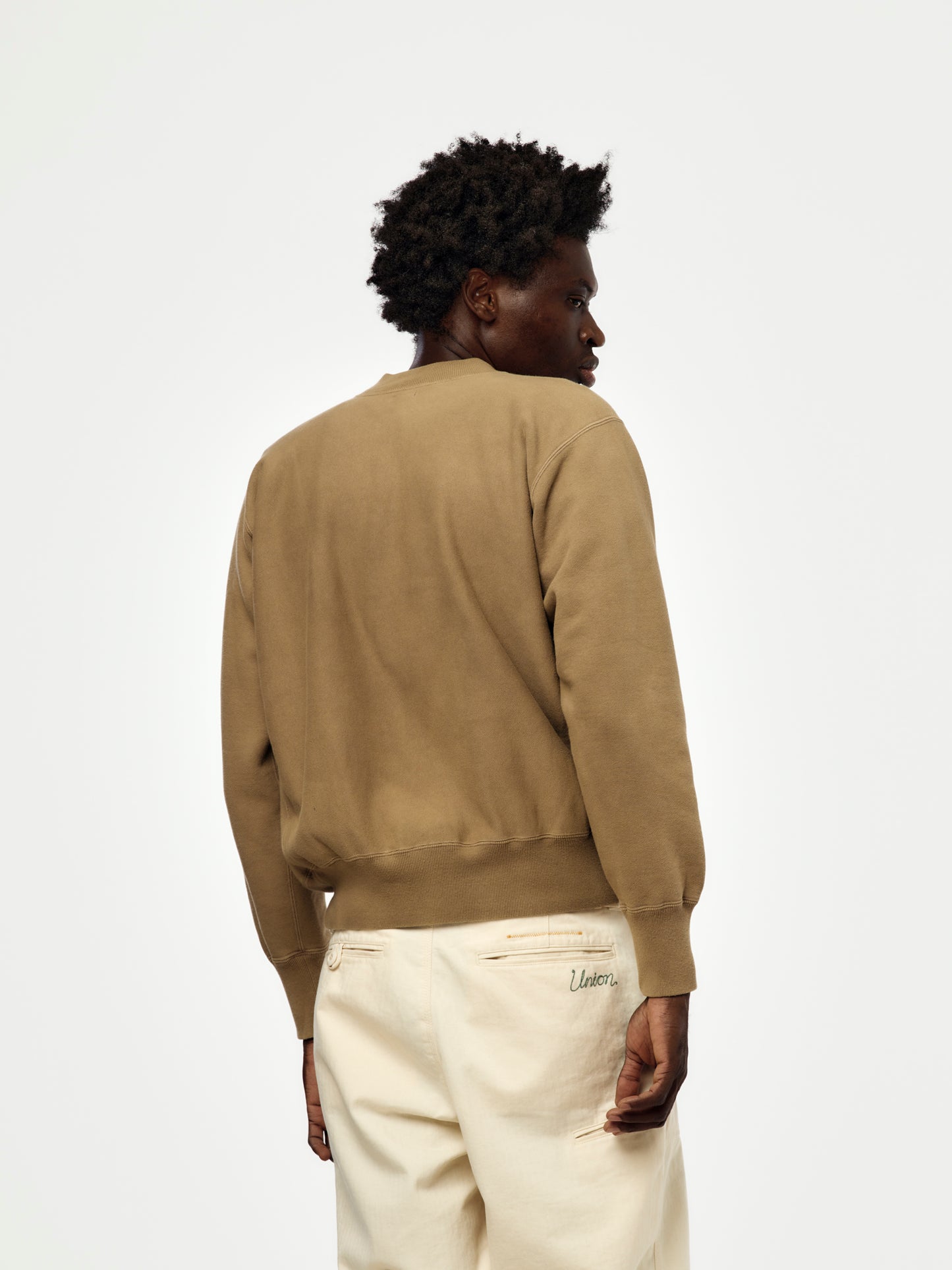 A.PRESSE Vintage Half Zip Rib Collar Sweatshirt (Sis) (Mocha)