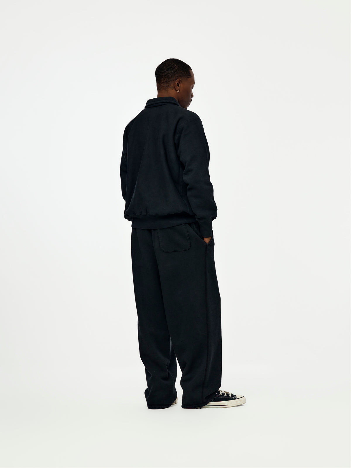 A.PRESSE Vintage Half Zip Sweatshirt (Sis) (Black)