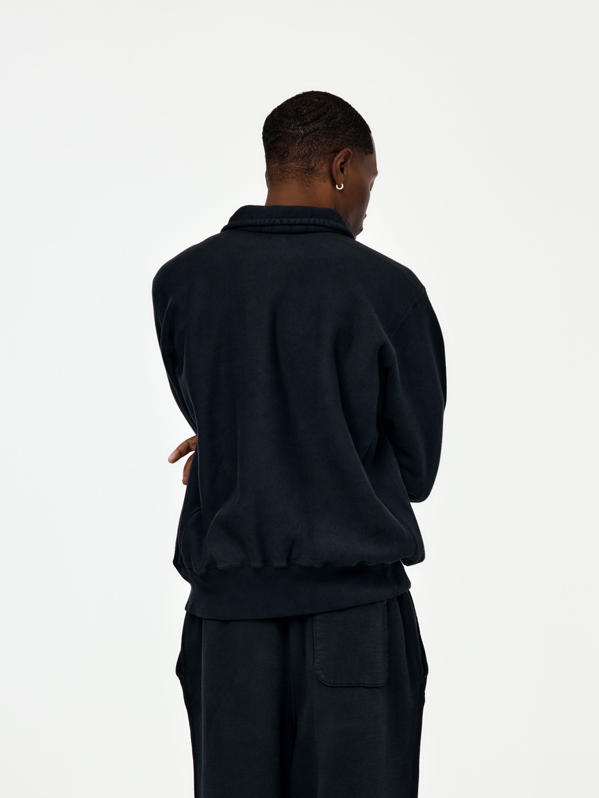 A.PRESSE A.PRESSE Vintage Half Zip Sweatshirt (Sis) (Black