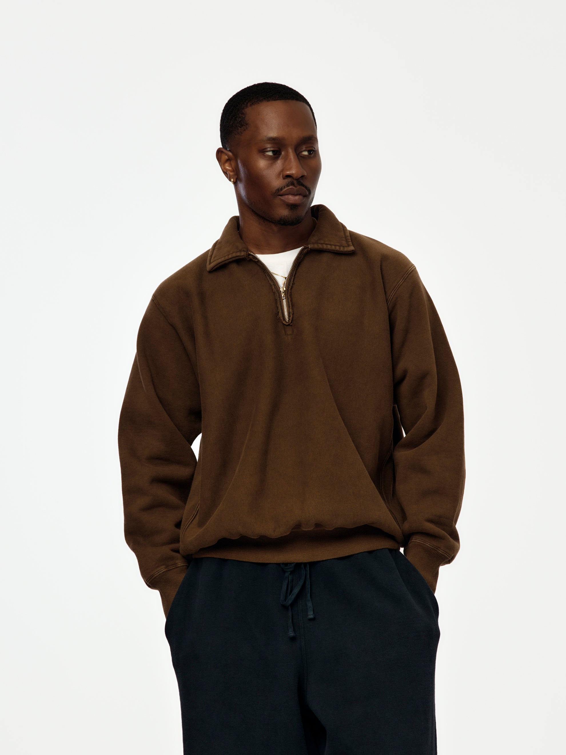 K*i様 A.PRESSE Vintage Half Zip Sweatshir A.PRESSE A.PRESSE Vintage Half Zip Sweatshirt (Sis) (Brown