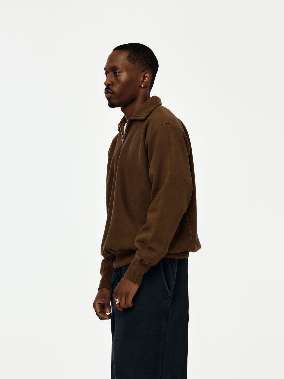 A.PRESSE Vintage Half Zip Sweatshirt (Sis) (Brown)