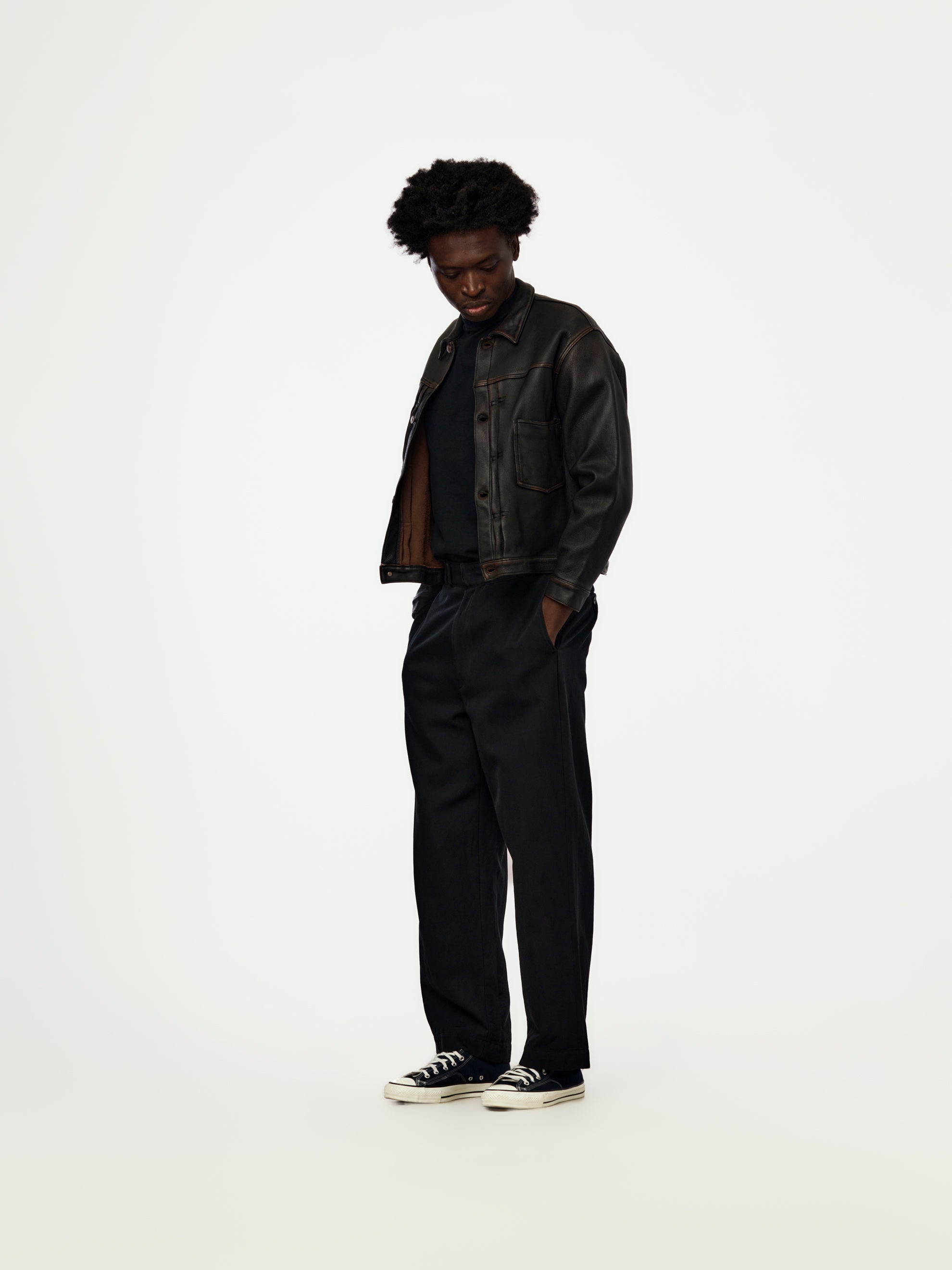 A.PRESSE Vintage Silk Cotton Work Pants (Black) (SIS) - UNION LOS