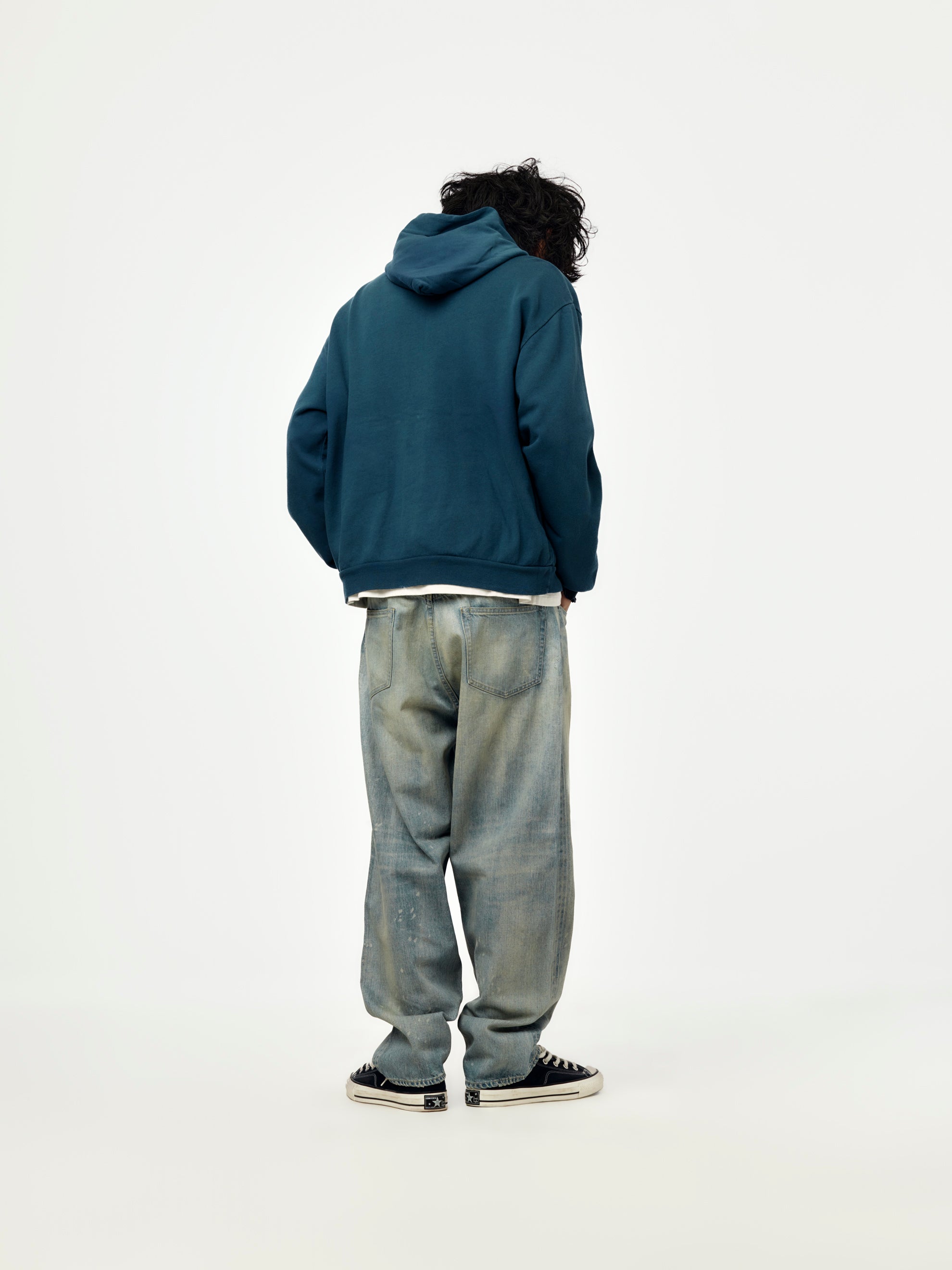 A.PRESSE A.PRESSE Vintage Light Weight Zip Sweat Hoodie (Blue