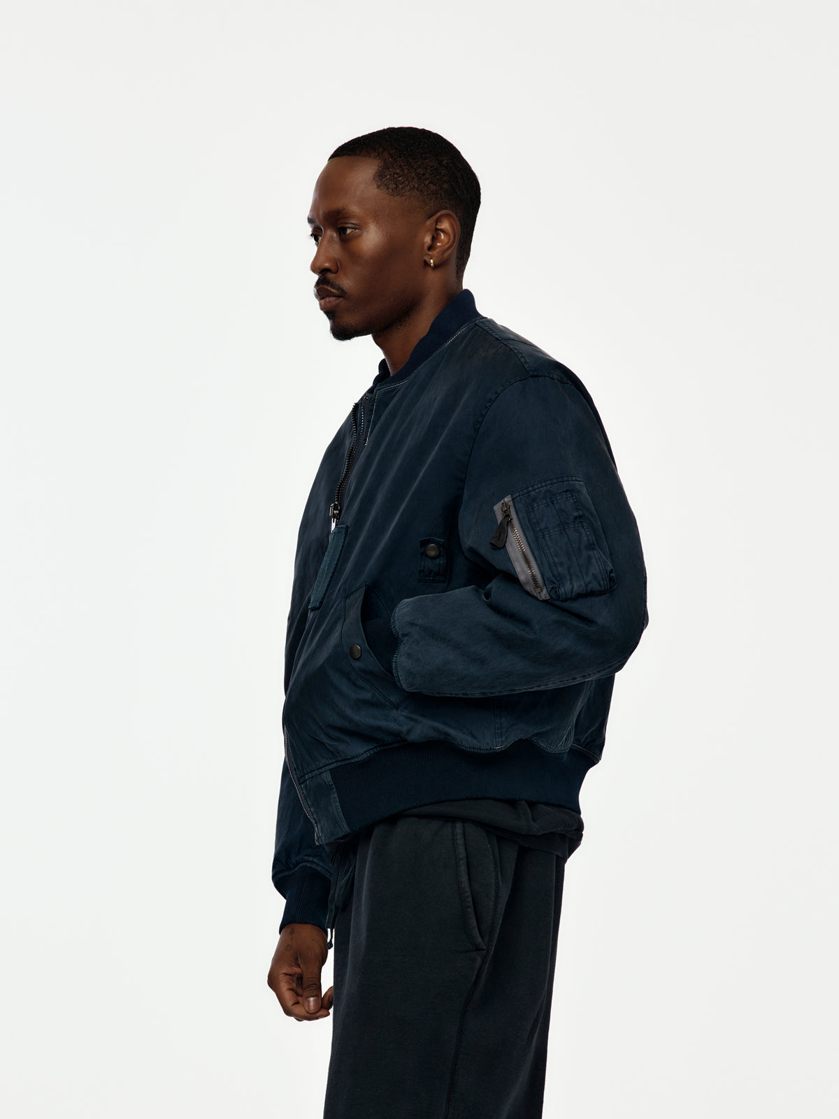 A.PRESSE Vintage Silk B-15C Flight Jacket (Sis) (Navygray)