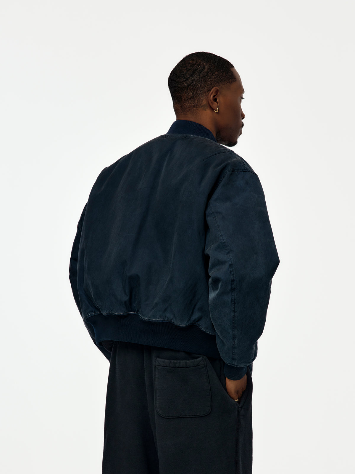 A.PRESSE Vintage Silk B-15C Flight Jacket (Sis) (Navygray)