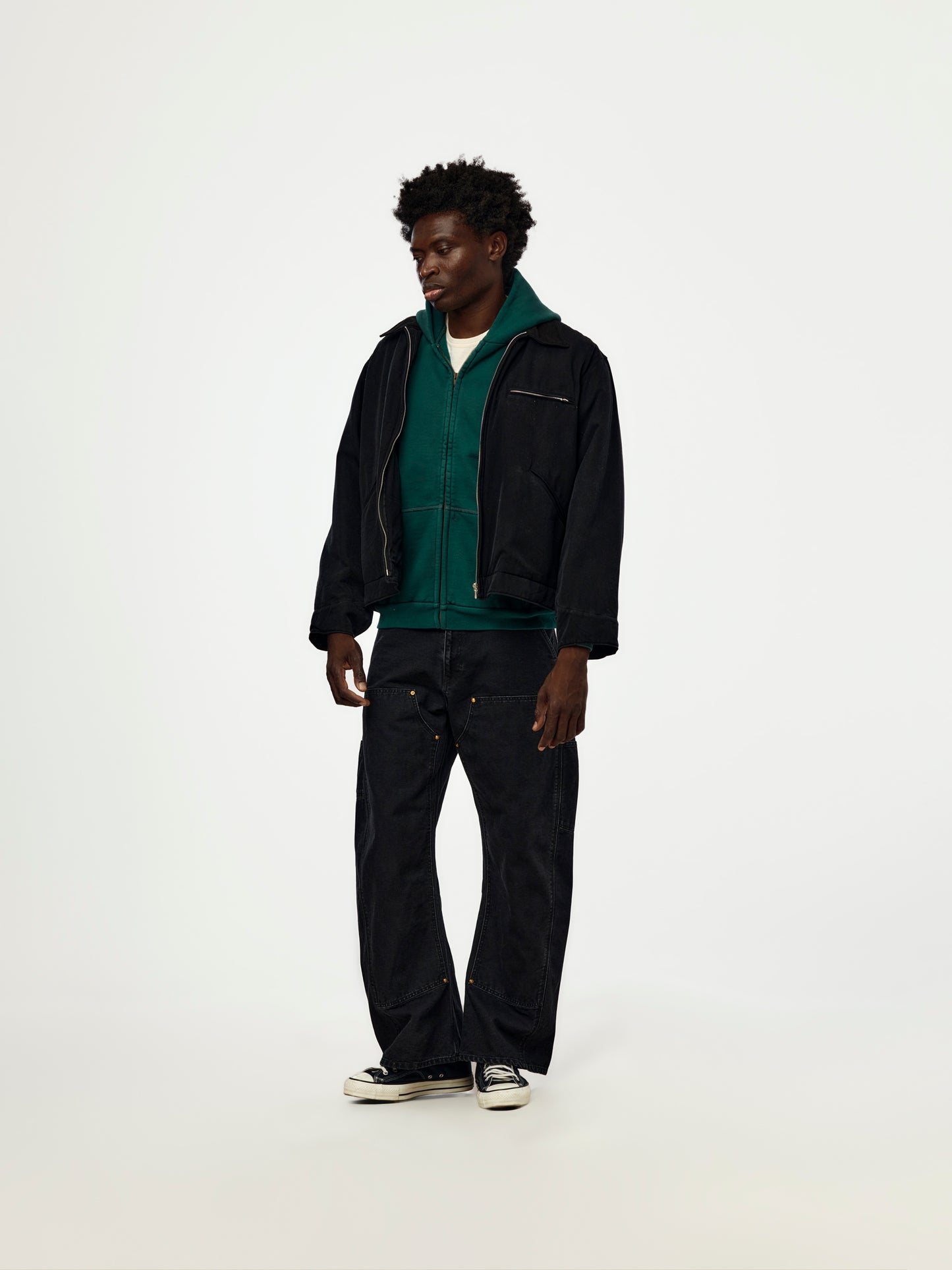 A.PRESSE Vintage Silk Cotton Detroit Jacket (Sis) (Black)