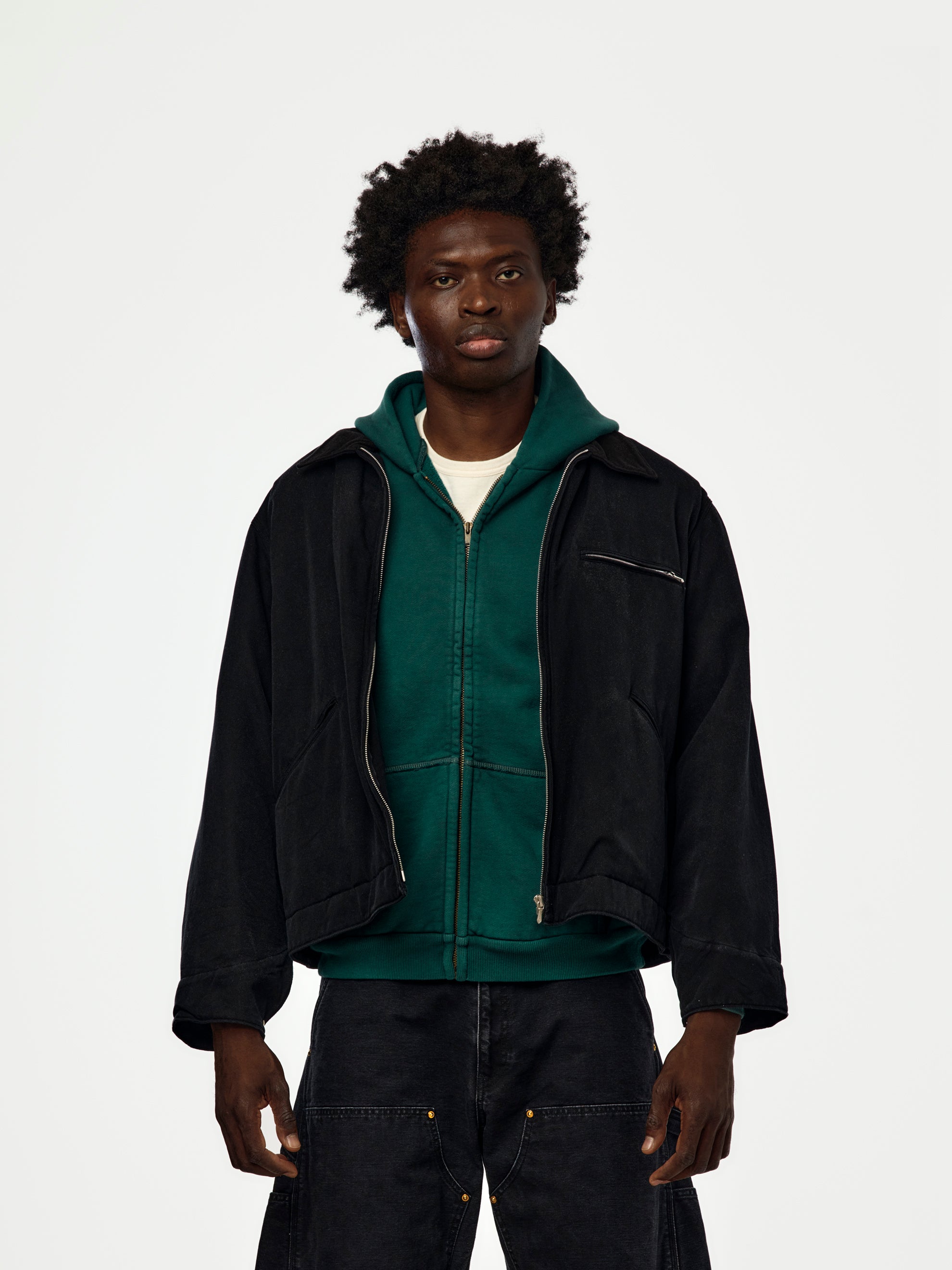 p*p様 アプレッセ Vintage Silk Cotton Detroit J A.PRESSE A.PRESSE Vintage Silk Cotton Detroit Jacket (Sis) (Black