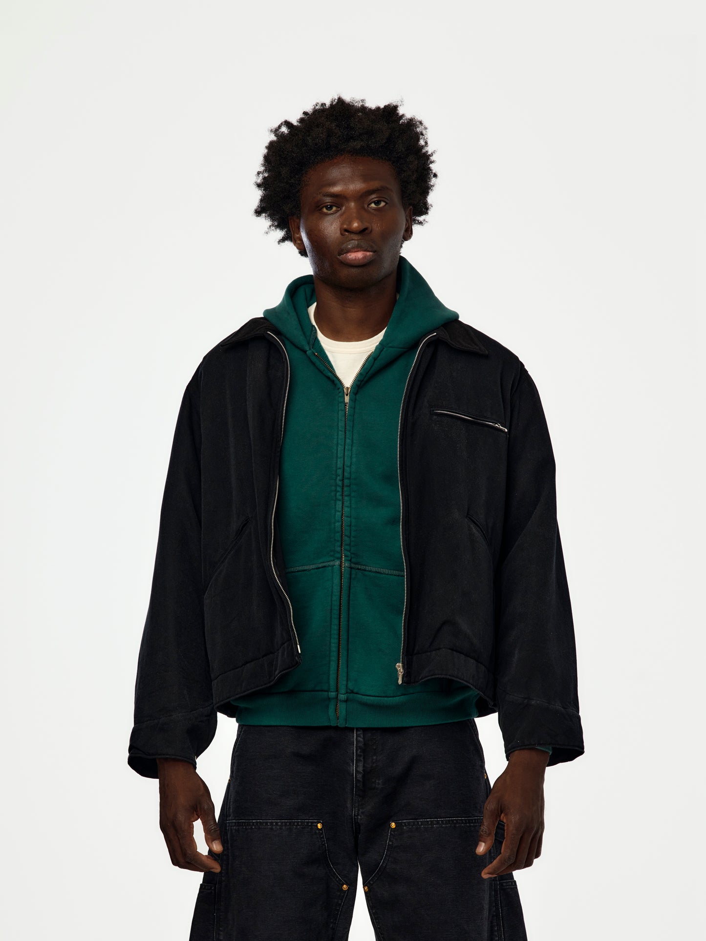 A.PRESSE Vintage Silk Cotton Detroit Jacket (Sis) (Black)