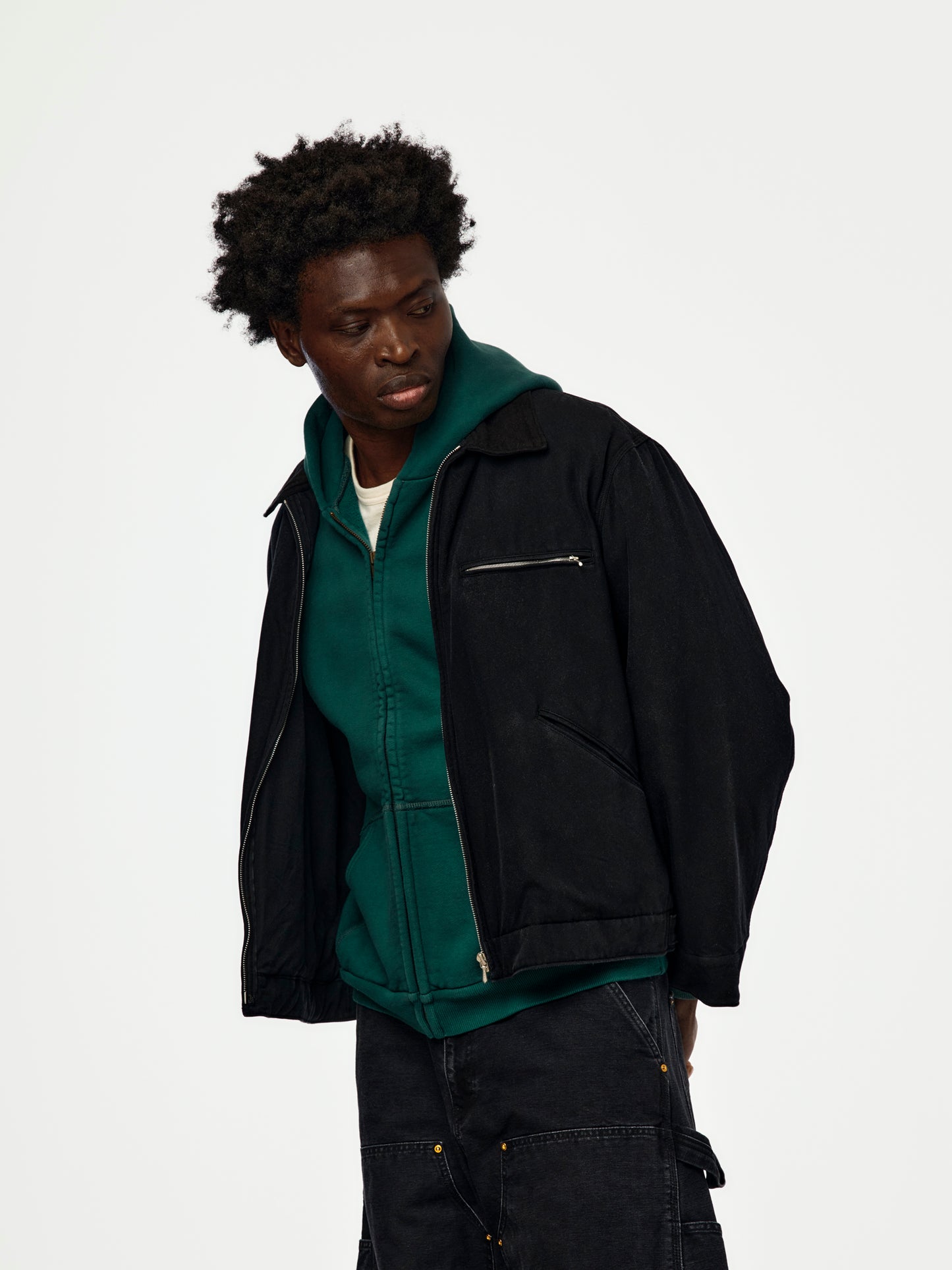 A.PRESSE Vintage Silk Cotton Detroit Jacket (Sis) (Black)