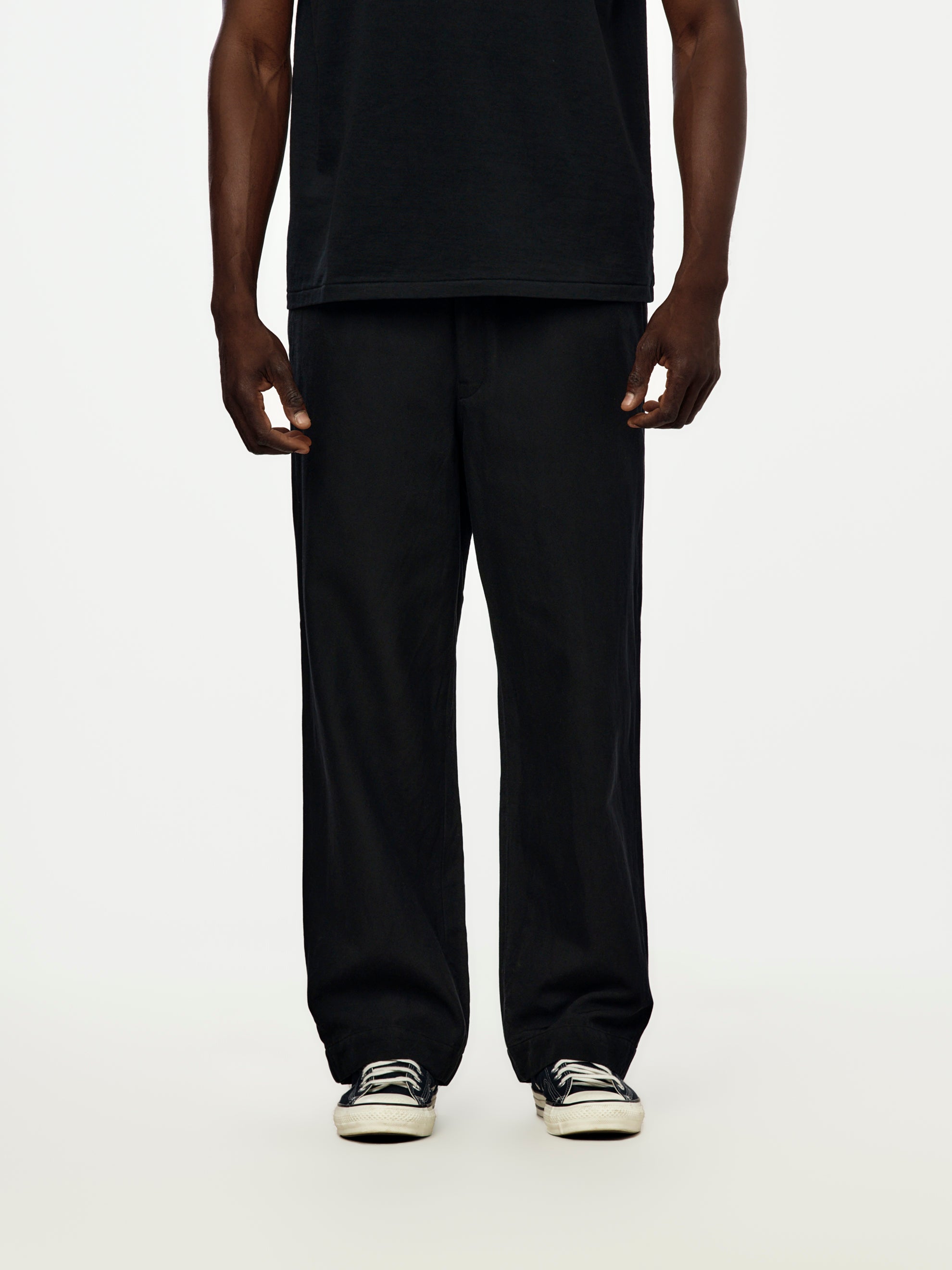 ＜A.PRESSE＞Silk Cotton Chino WideTrousers A.PRESSE Vintage Silk Cotton Work Pants (Black) (SIS) - UNION LOS