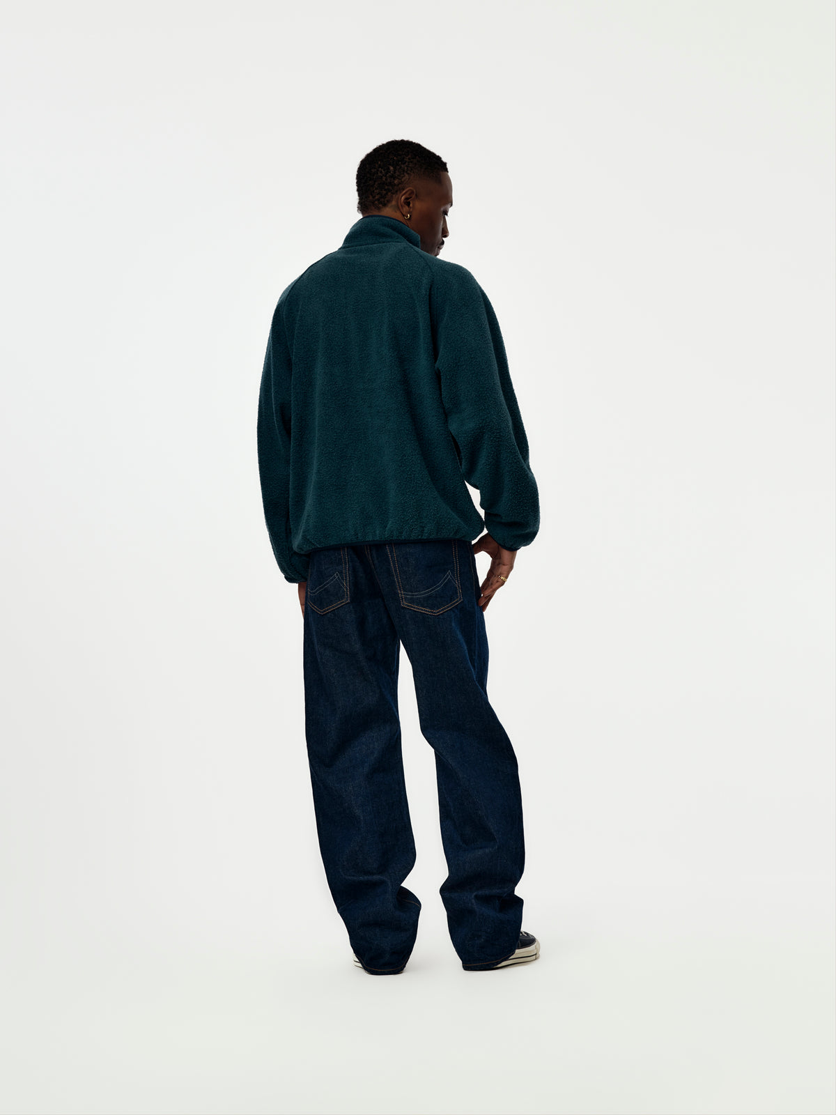 A.PRESSE Vintage Silk Fleece Half Zip Jacket (Sis) (Blue)