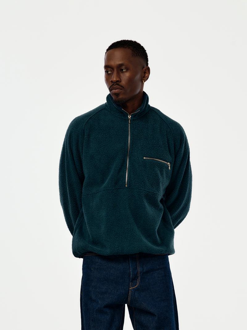 A.PRESSE Vintage Silk Fleece Half Zip Jacket (Sis) (Blue)