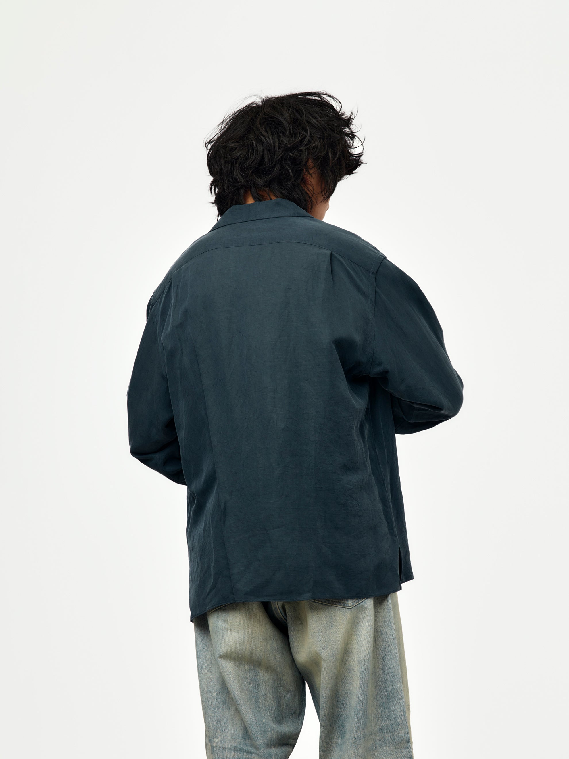 A.PRESSE A.PRESSE Vintage Silk Linen Open Collar Shirt | Union LA