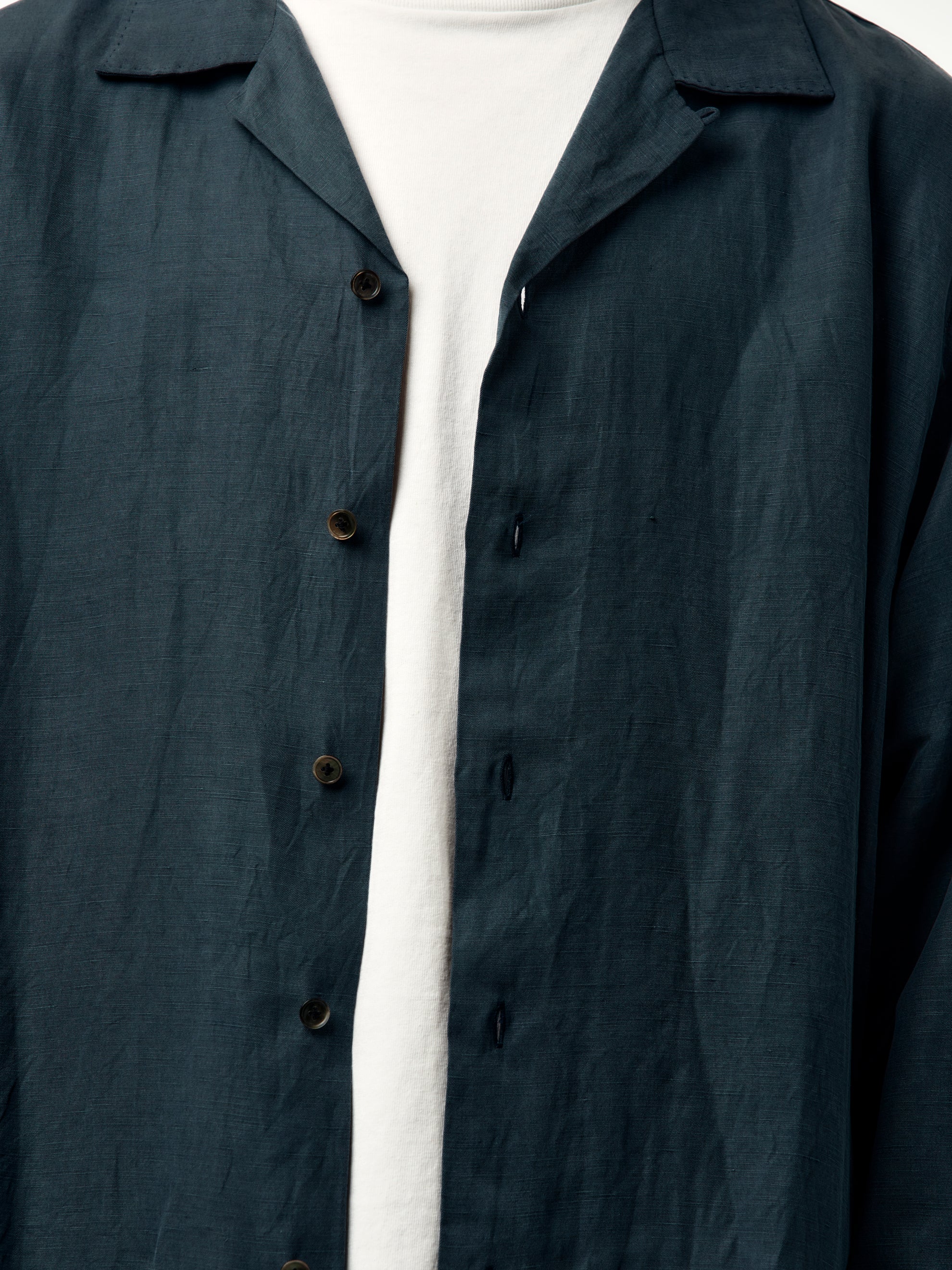 A.PRESSE A.PRESSE Vintage Silk Linen Open Collar Shirt | Union LA