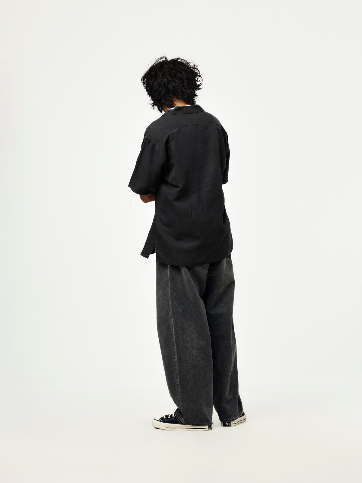 A.PRESSE A.PRESSE Vintage Silk Linen Short-Sleeve Open Collar 