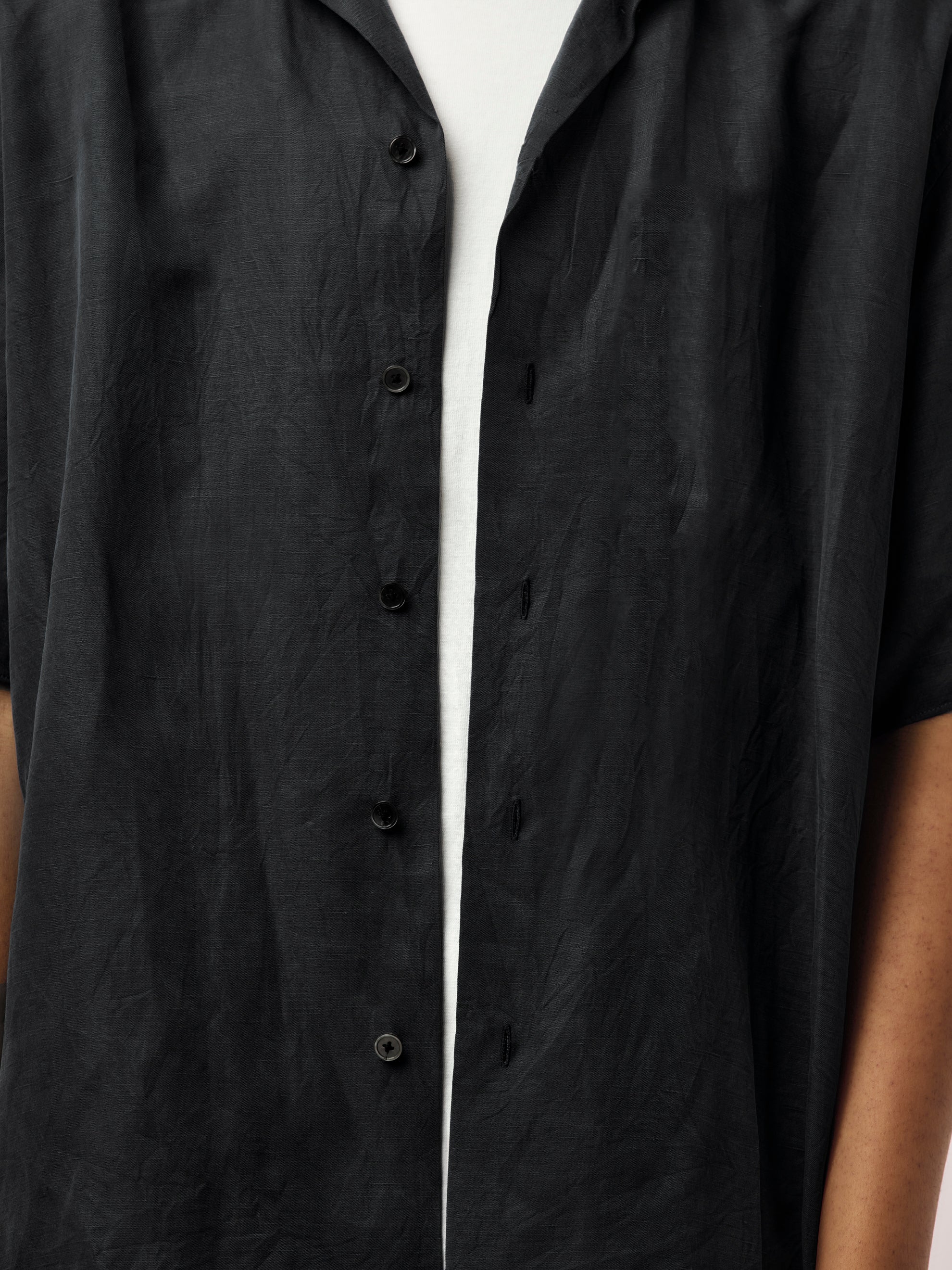 A.PRESSE A.PRESSE Vintage Silk Linen Short-Sleeve Open Collar A.PRESSE A.PRESSE Vintage Silk Linen Short-Sleeve Open Collar