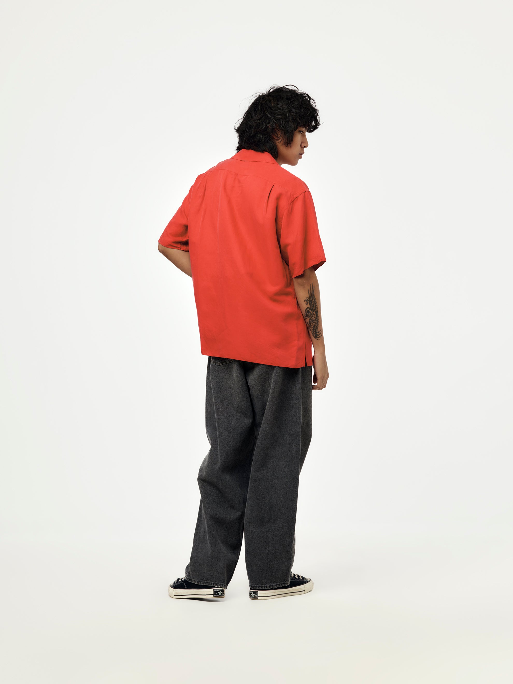 A.PRESSE A.PRESSE Vintage Silk Linen Short-Sleeve Open Collar