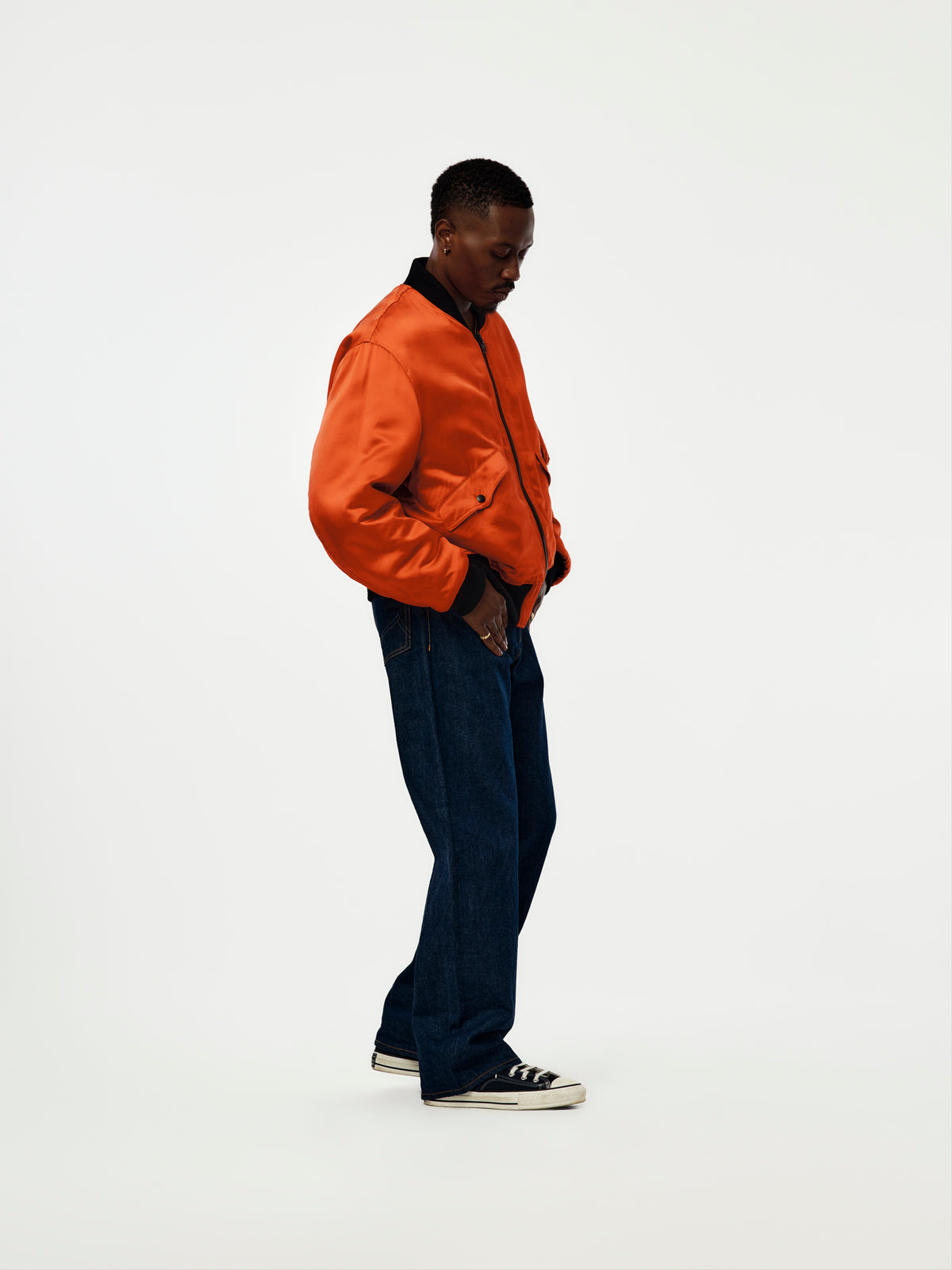 A.PRESSE Vintage Silk Test Sample Reversible Flight Jacket (Sis) (Orange)