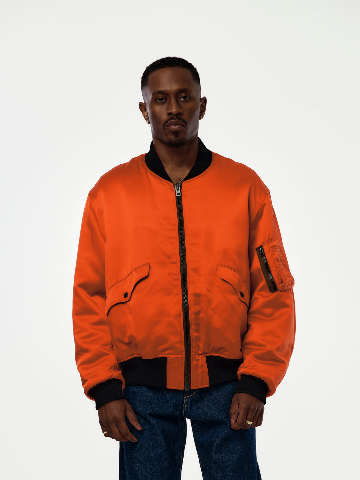 A.PRESSE Vintage Silk Test Sample Reversible Flight Jacket (Sis) (Orange)