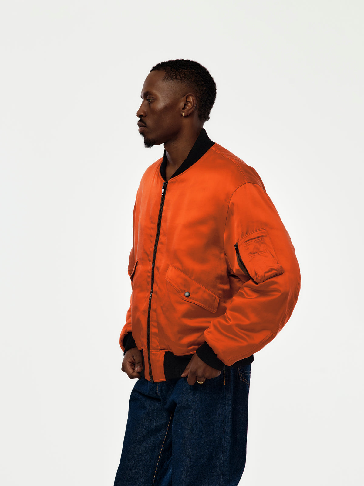 A.PRESSE Vintage Silk Test Sample Reversible Flight Jacket (Sis) (Orange)