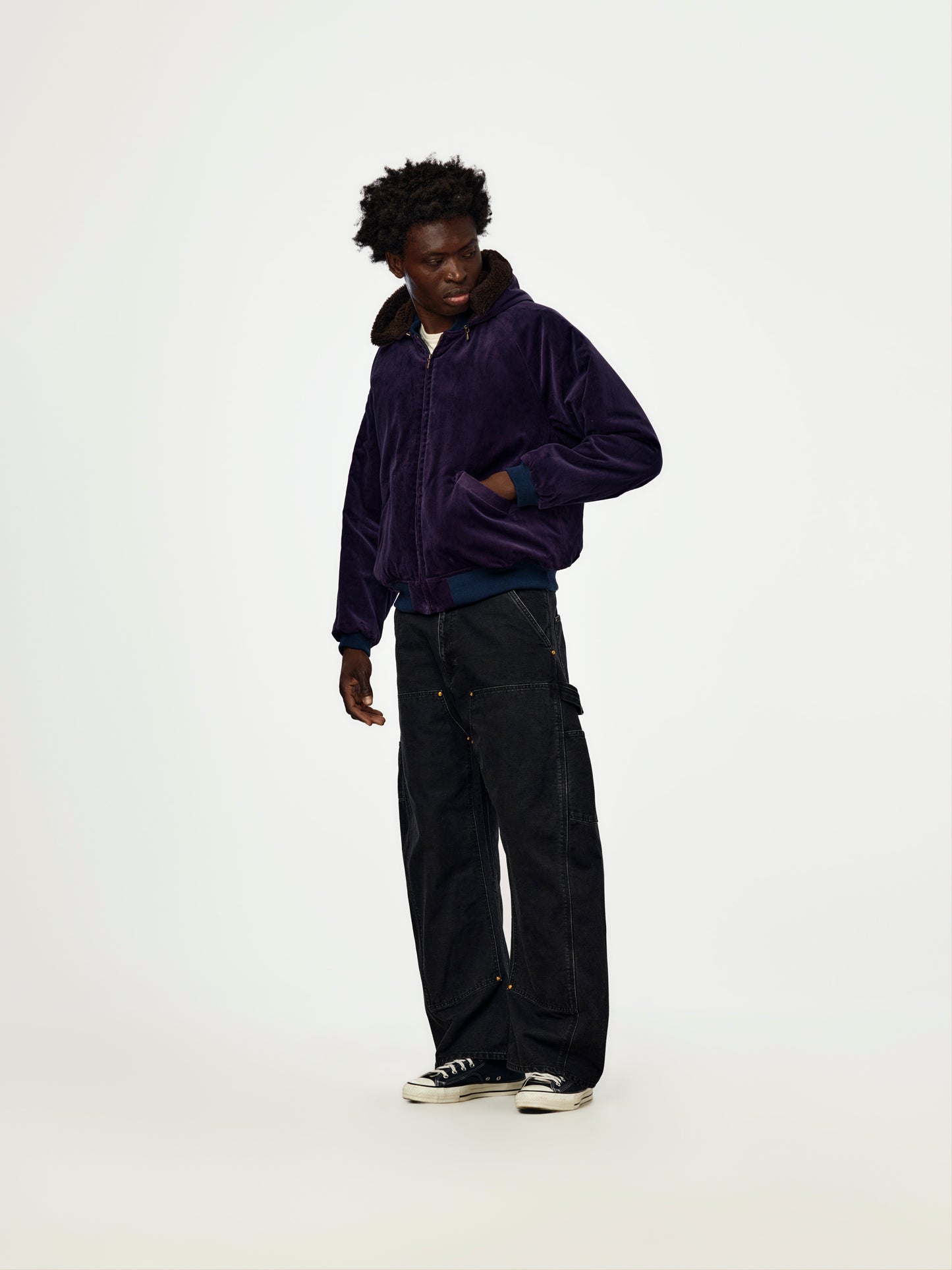 A.PRESSE Vintage Souvenir Velour Hooded Jacket (Sis) (Purple)