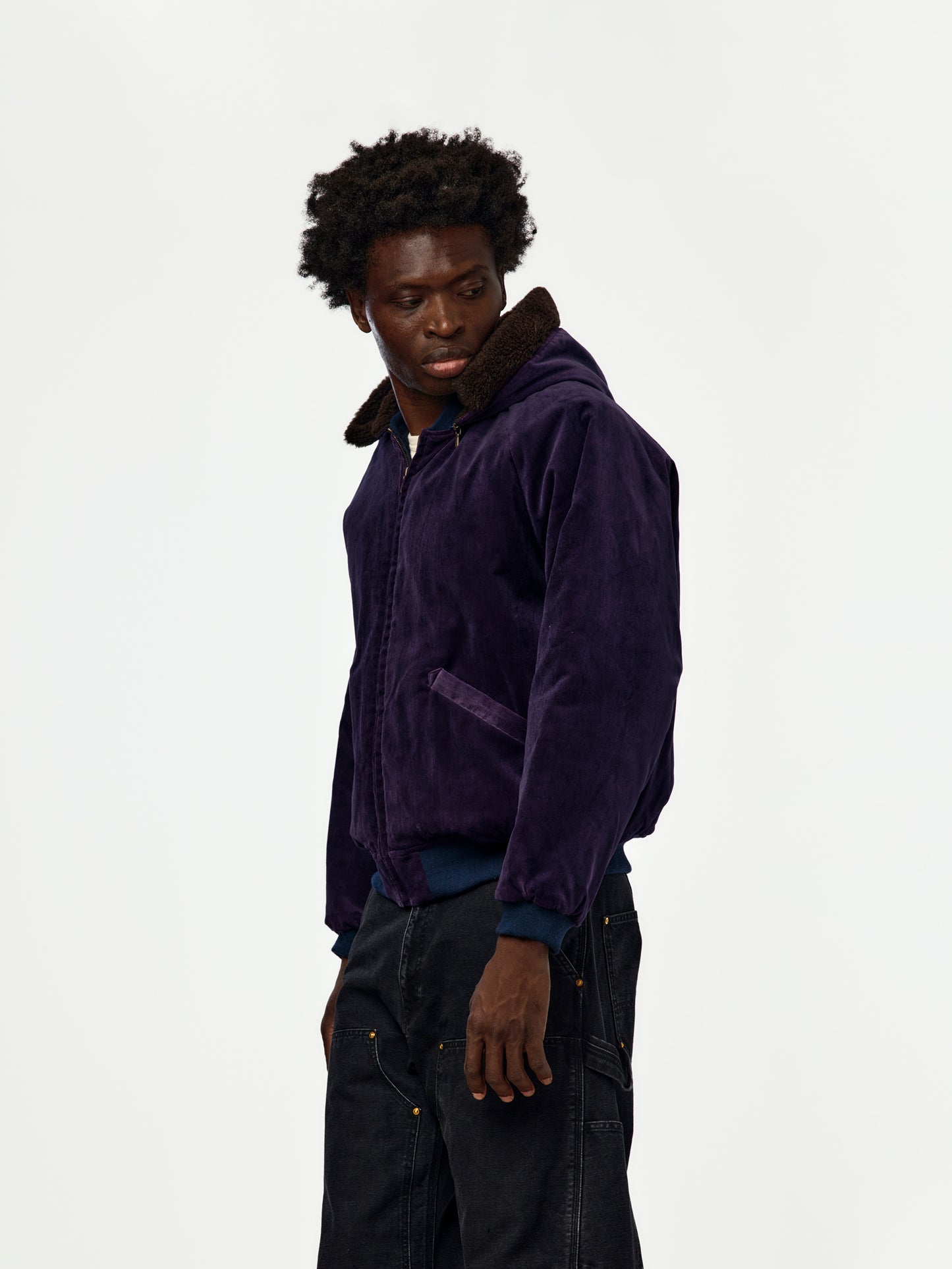 A.PRESSE Vintage Souvenir Velour Hooded Jacket (Sis) (Purple)